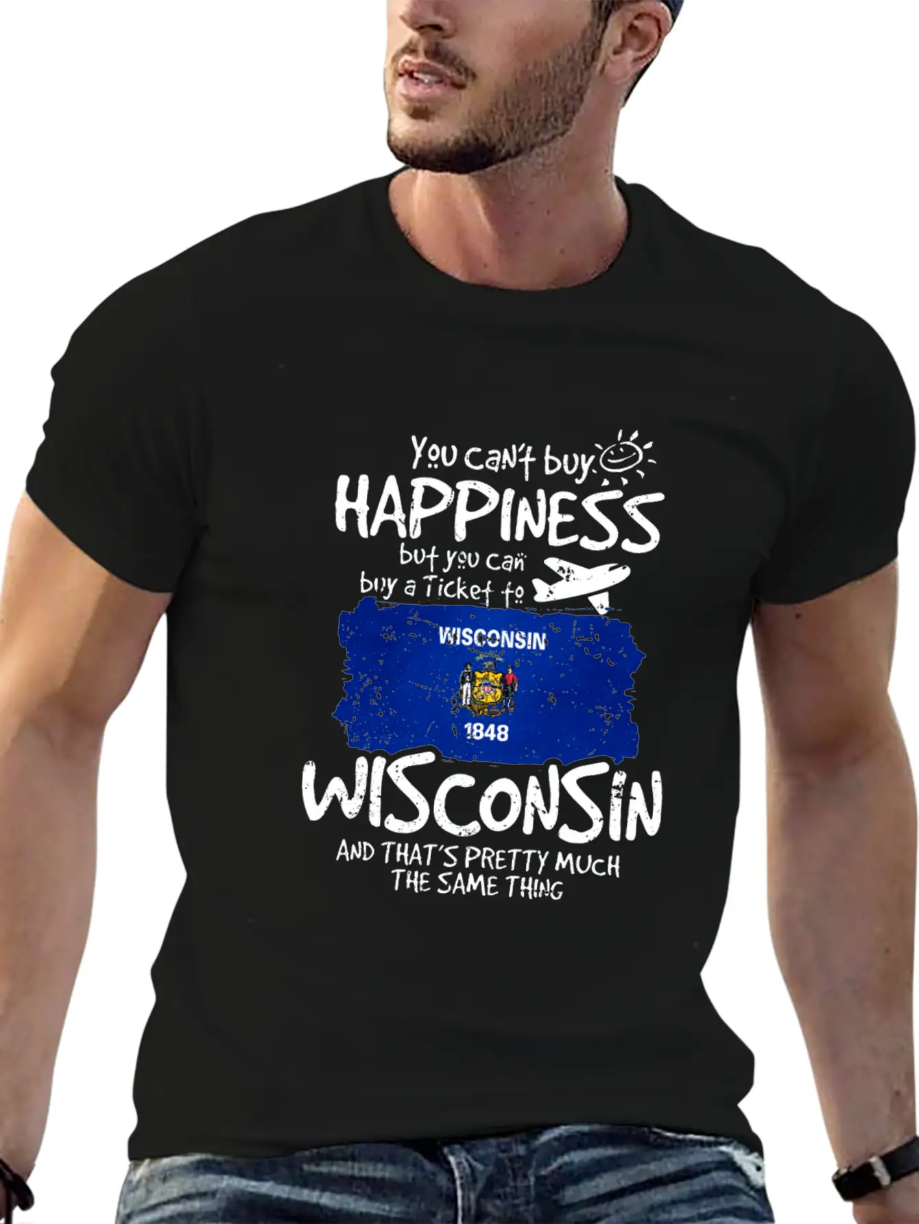 Wisconsin Unisex Short Sleeve Soft Cotton T-Shirt – Casual Everyday Wear