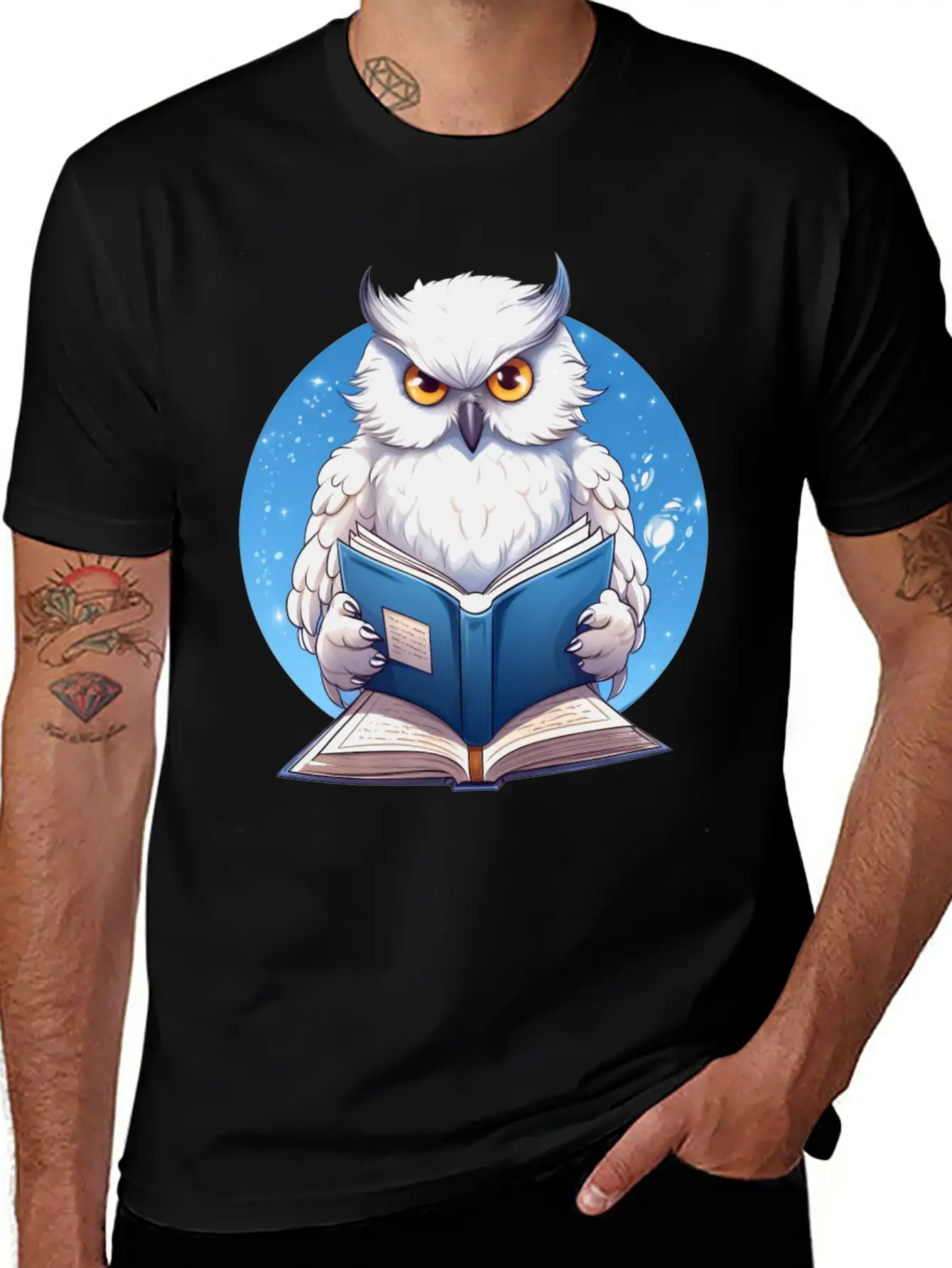 Wise Owl With Book - Reading Design Basic Graphic T-Shirt – Daily Comfort In Soft Cotton
