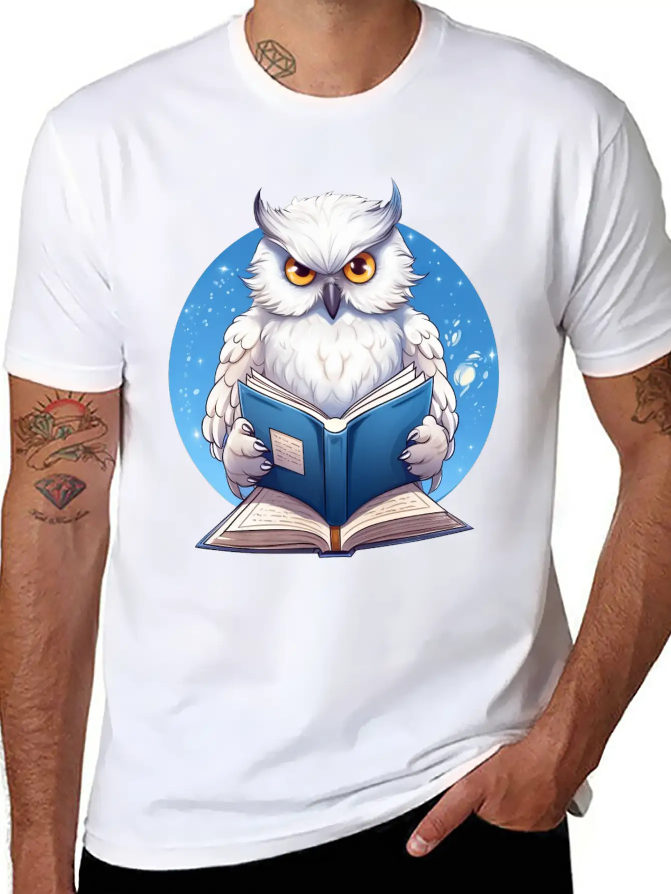 Wise Owl With Book - Reading Design Basic Graphic T-Shirt – Daily Comfort In Soft Cotton