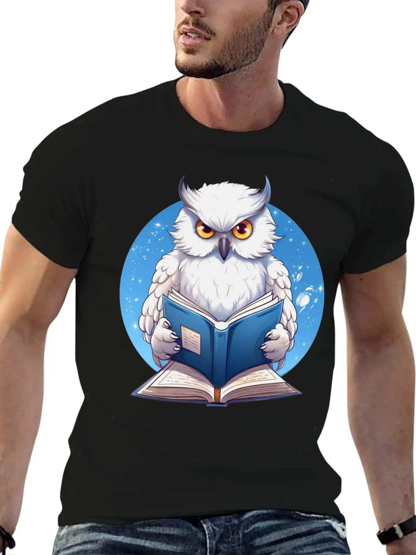 Wise Owl With Book - Reading Design Basic Graphic T-Shirt – Daily Comfort In Soft Cotton