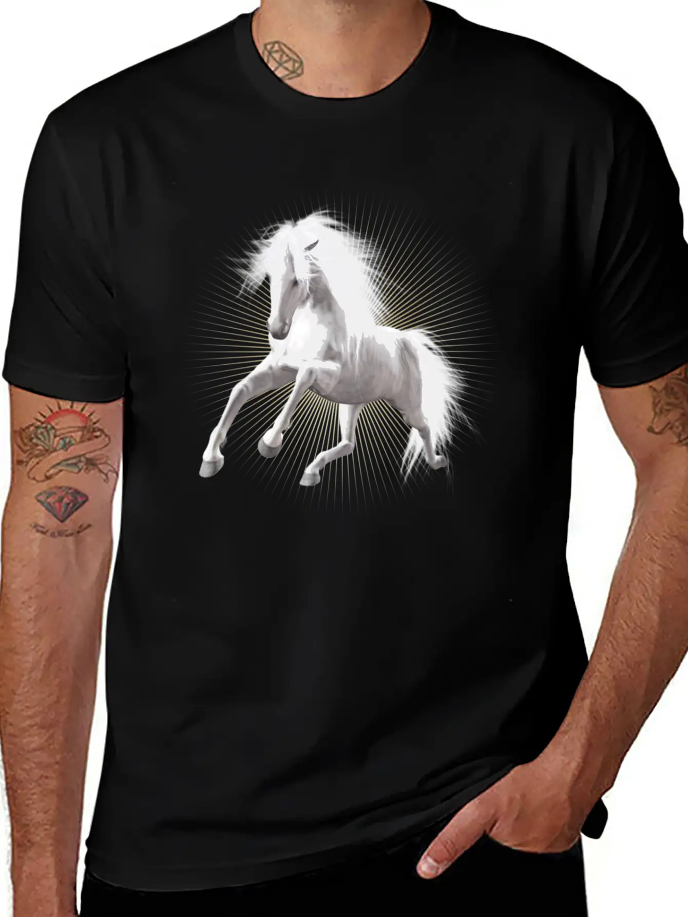 Wite Horse Unisex Short Sleeve Soft Cotton T-Shirt – Casual Everyday Wear