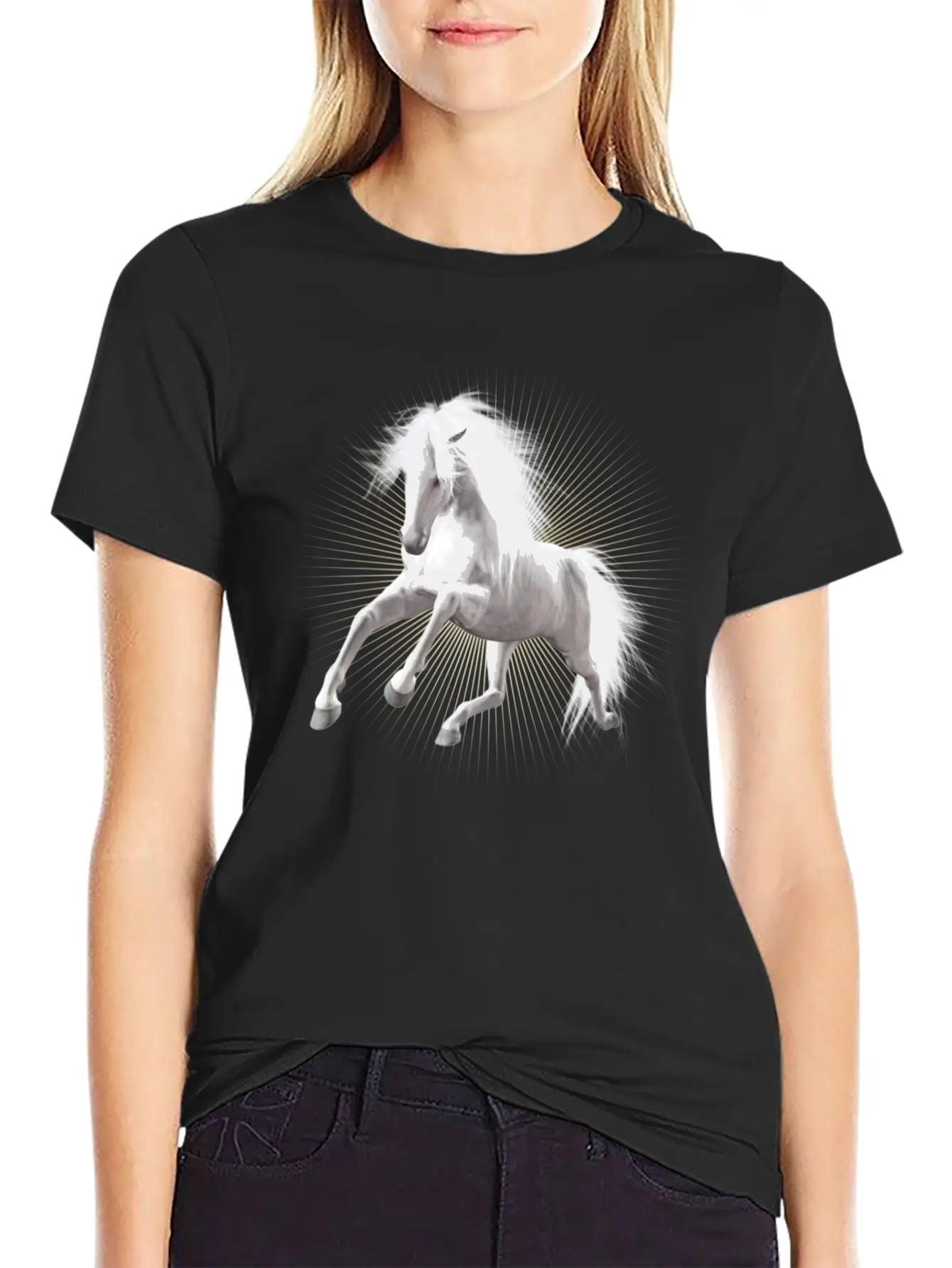 Wite Horse Unisex Short Sleeve Soft Cotton T-Shirt – Casual Everyday Wear