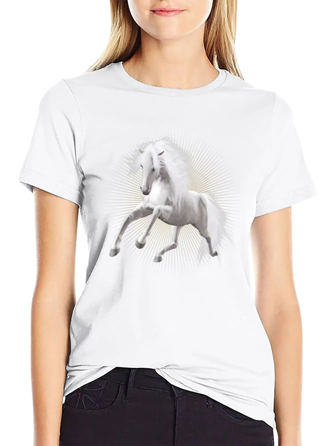 Wite Horse Unisex Short Sleeve Soft Cotton T-Shirt – Casual Everyday Wear