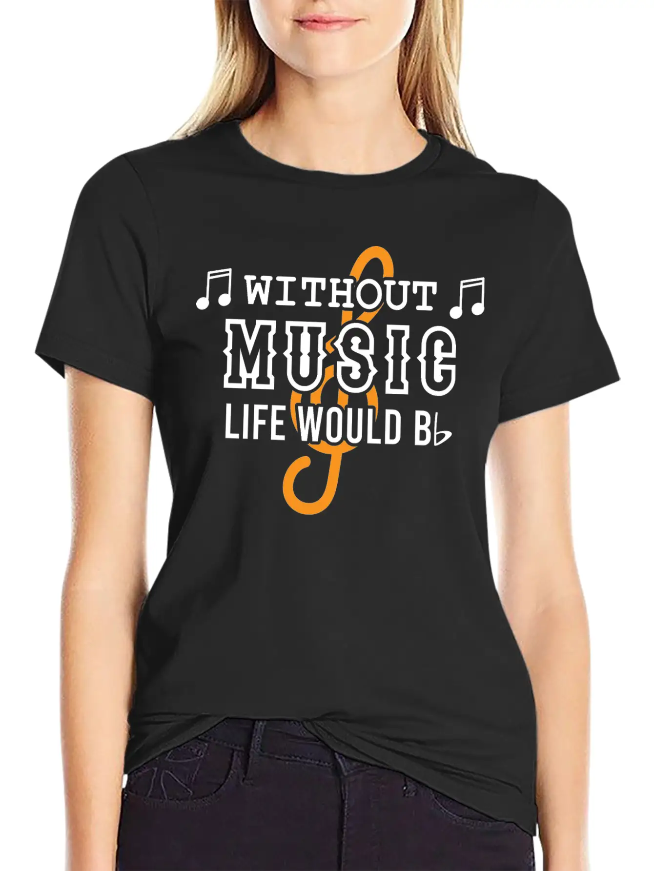 Without Music Life Would Would Bb Flat Cool Music Basic Graphic T-Shirt – Daily Comfort In Soft Cotton