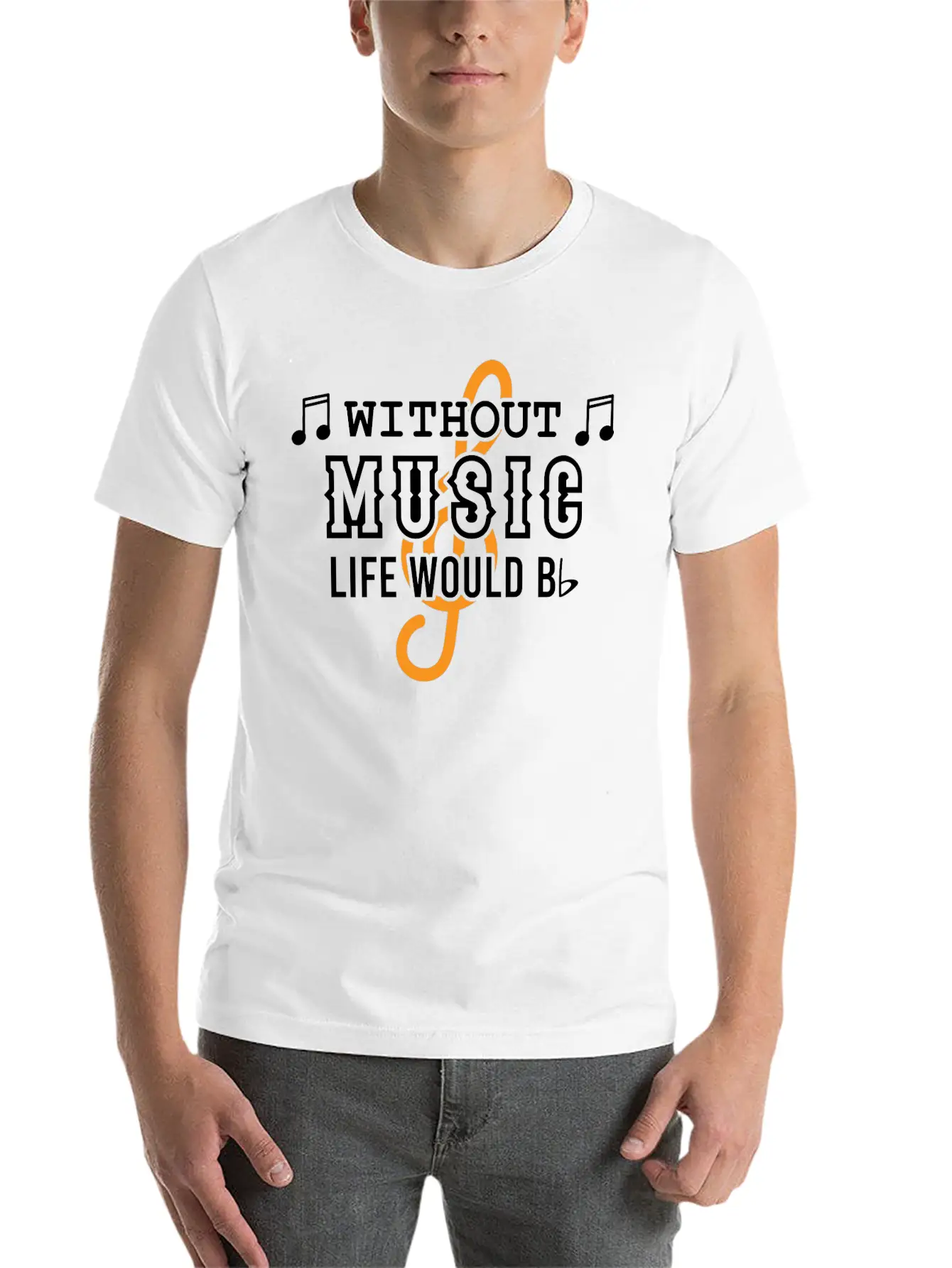 Without Music Life Would Would Bb Flat Cool Music Basic Graphic T-Shirt – Daily Comfort In Soft Cotton