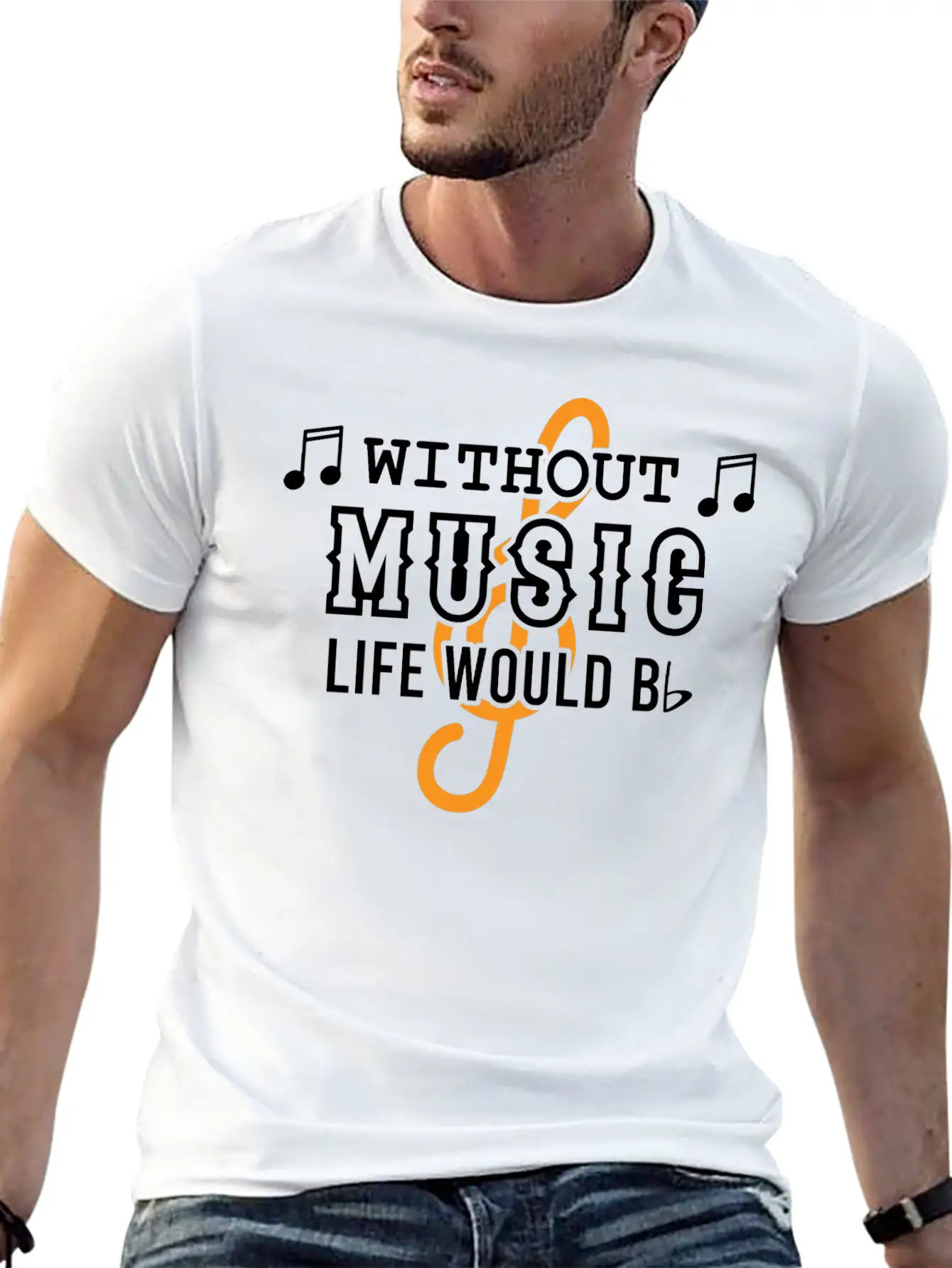 Without Music Life Would Would Bb Flat Cool Music Basic Graphic T-Shirt – Daily Comfort In Soft Cotton