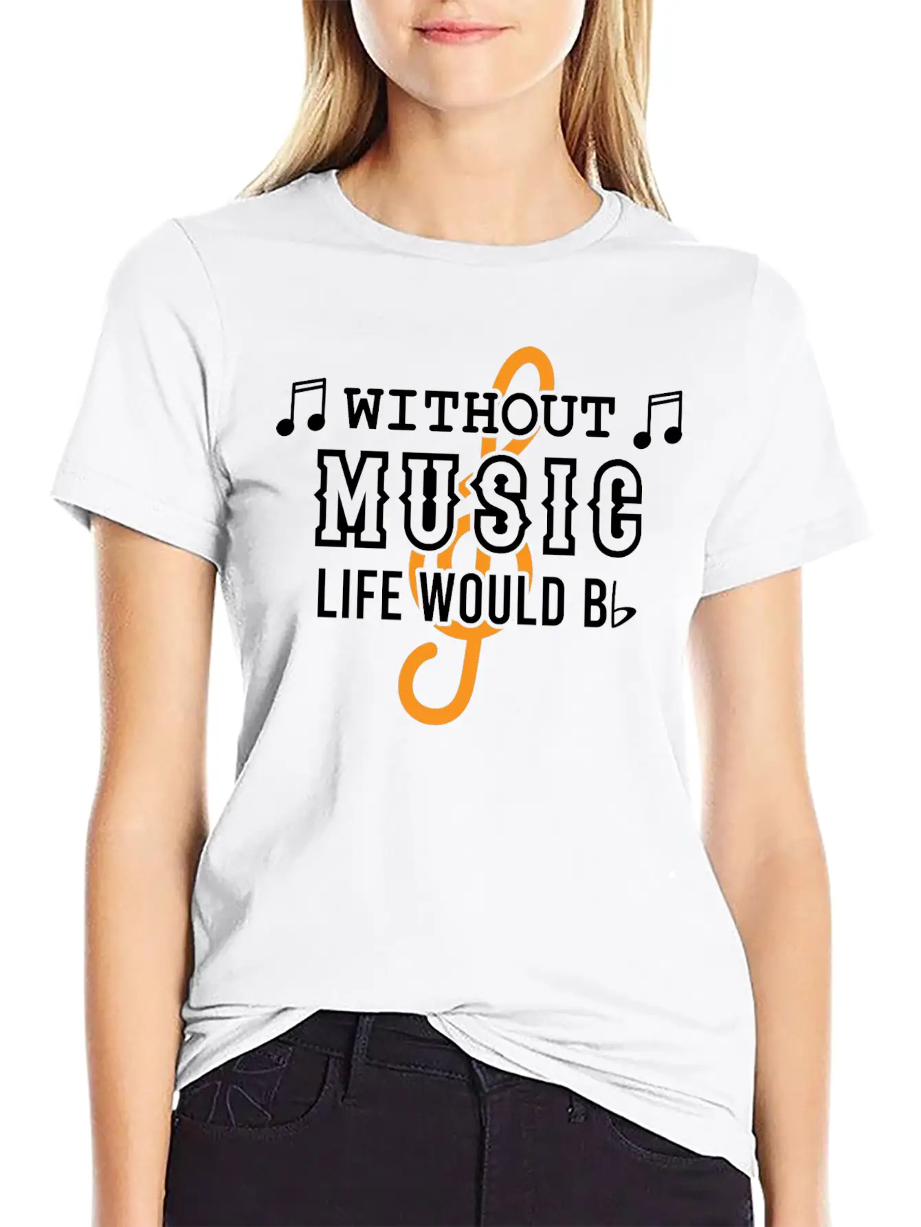 Without Music Life Would Would Bb Flat Cool Music Basic Graphic T-Shirt – Daily Comfort In Soft Cotton
