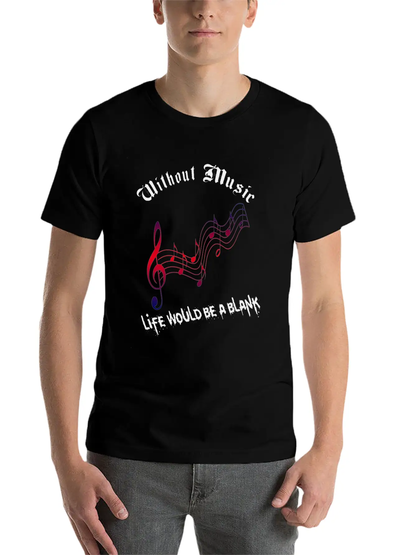 Without Music Unisex Short Sleeve Soft Cotton T-Shirt – Casual Everyday Wear