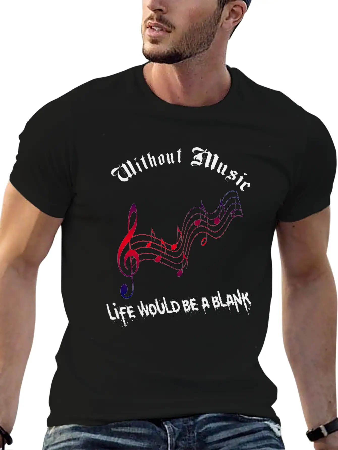 Without Music Unisex Short Sleeve Soft Cotton T-Shirt – Casual Everyday Wear