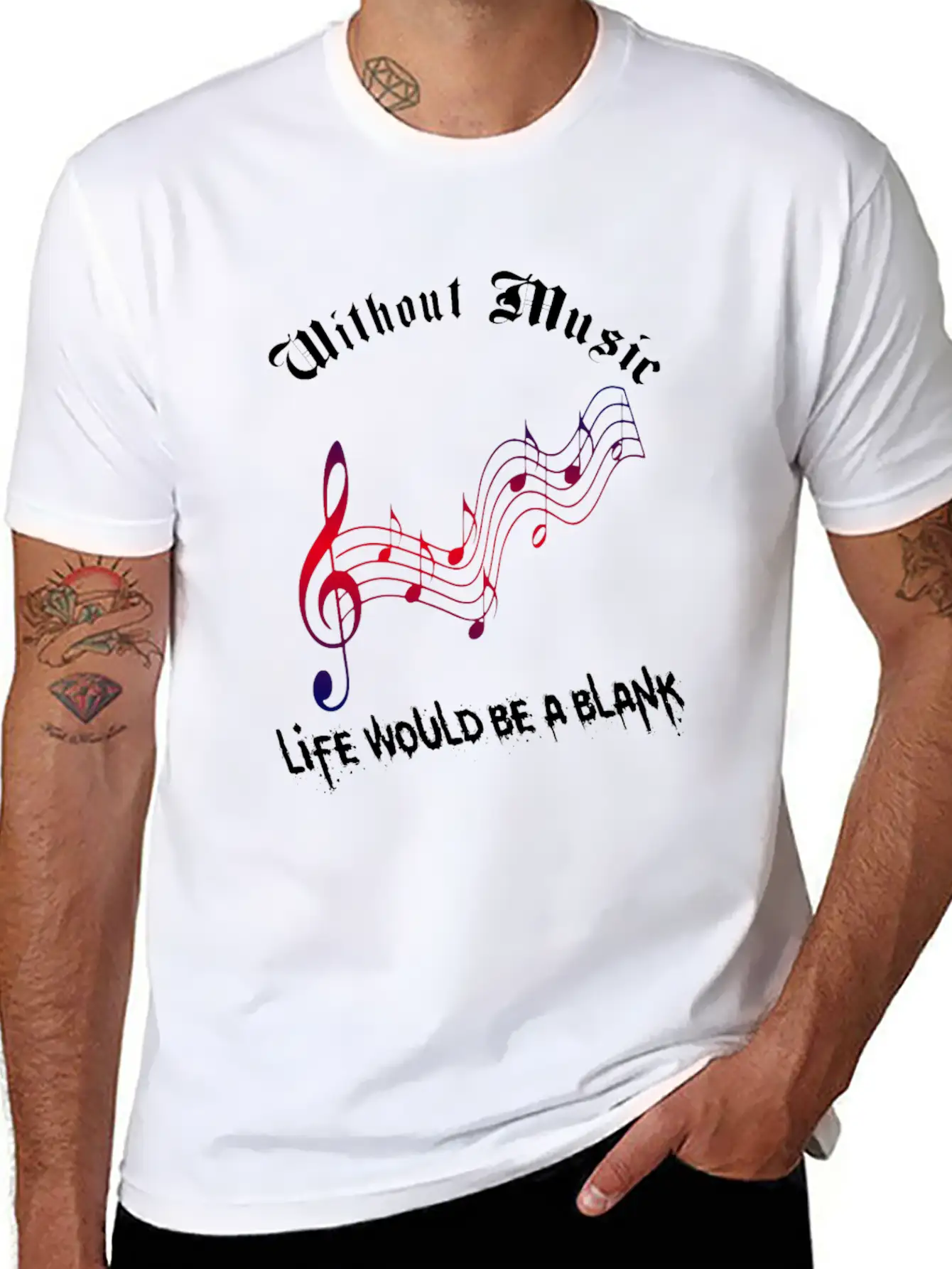 Without Music Unisex Short Sleeve Soft Cotton T-Shirt – Casual Everyday Wear