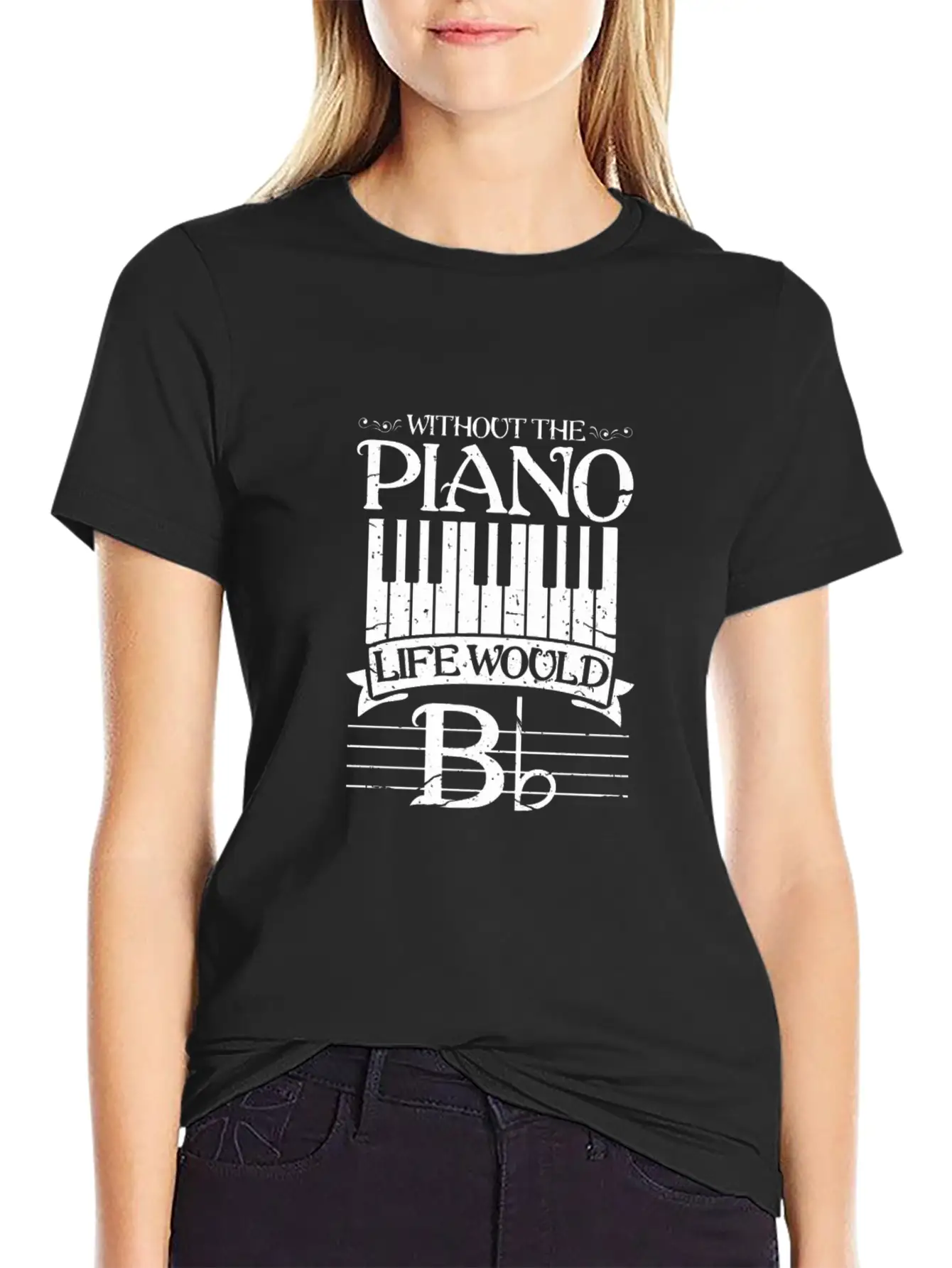 Without Piano Life Would B Shirt Funny Keyboard Pi Unisex Short Sleeve Soft Cotton T-Shirt – Casual Everyday Wear