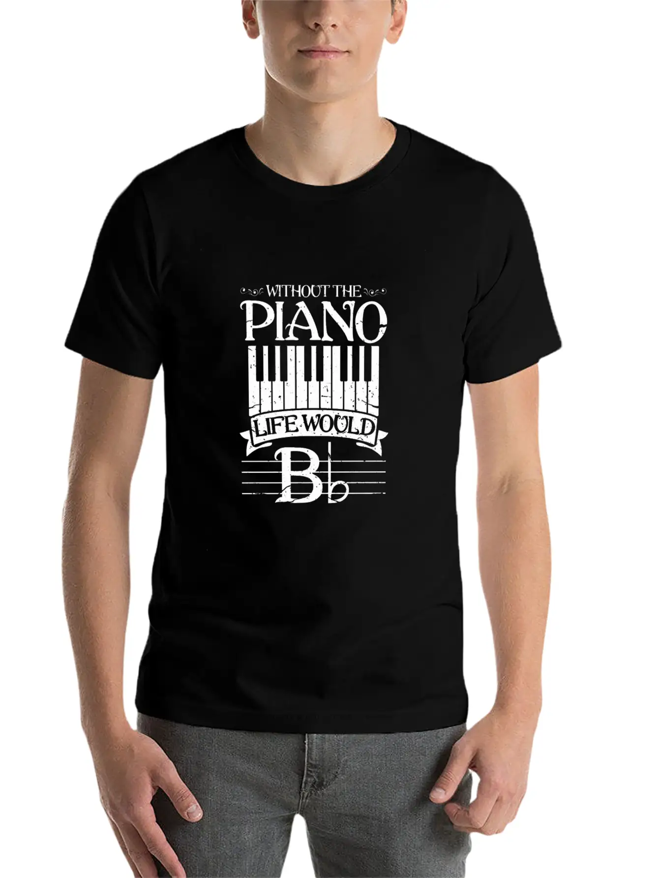 Without Piano Life Would B Shirt Funny Keyboard Pi Unisex Short Sleeve Soft Cotton T-Shirt – Casual Everyday Wear