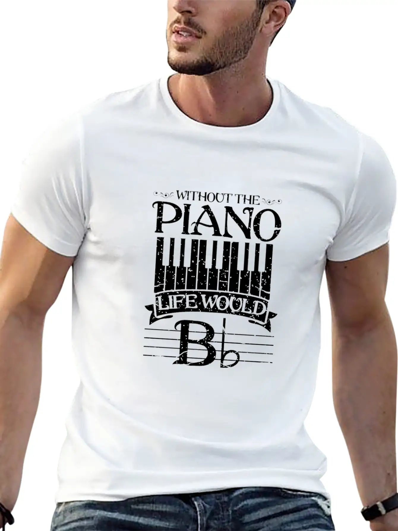 Without Piano Life Would B Shirt Funny Keyboard Pi Unisex Short Sleeve Soft Cotton T-Shirt – Casual Everyday Wear