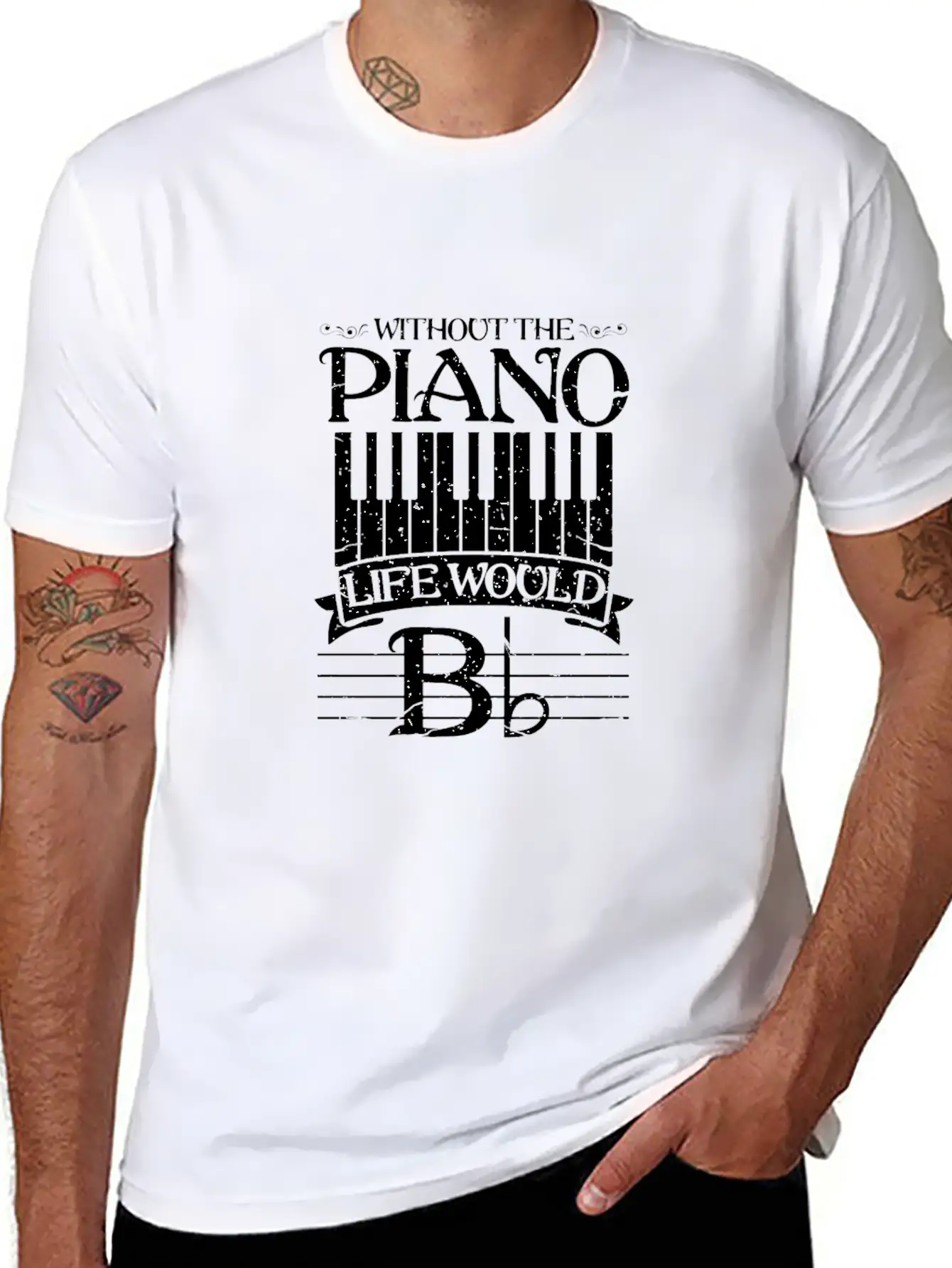 Without Piano Life Would B Shirt Funny Keyboard Pi Unisex Short Sleeve Soft Cotton T-Shirt – Casual Everyday Wear