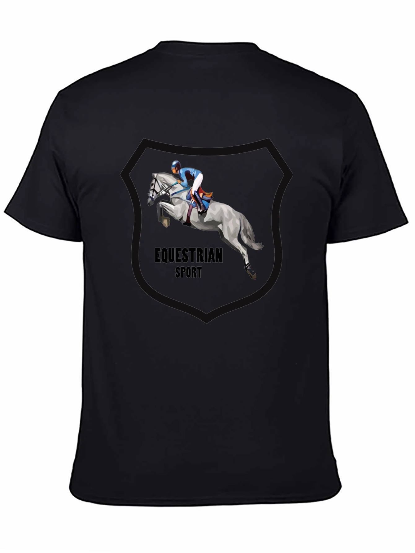 Equestrian Sport T-Shirt - Black Cotton Tee