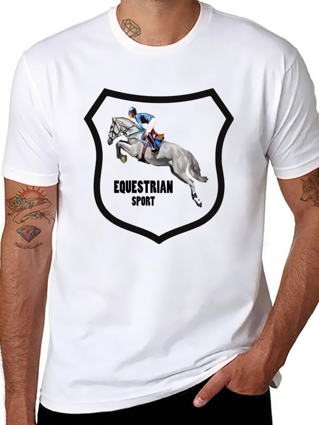 Equestrian Sport T-Shirt - Black Cotton Tee