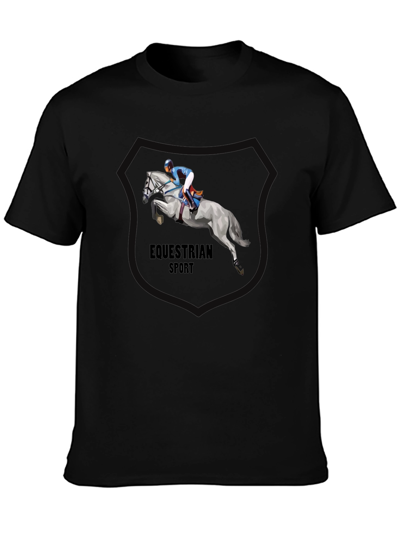 Equestrian Sport T-Shirt - Black Cotton Tee