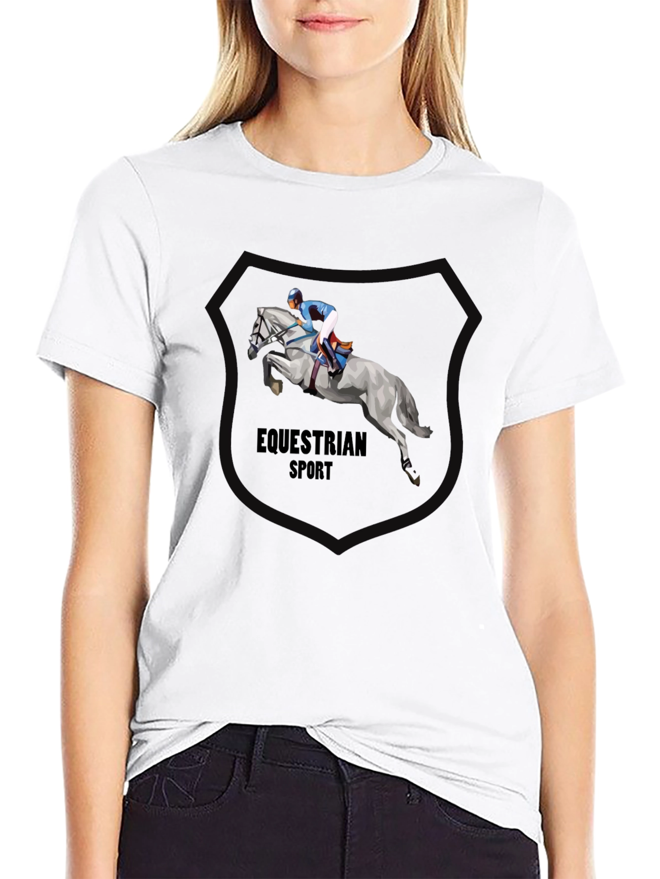 Equestrian Sport T-Shirt - Black Cotton Tee