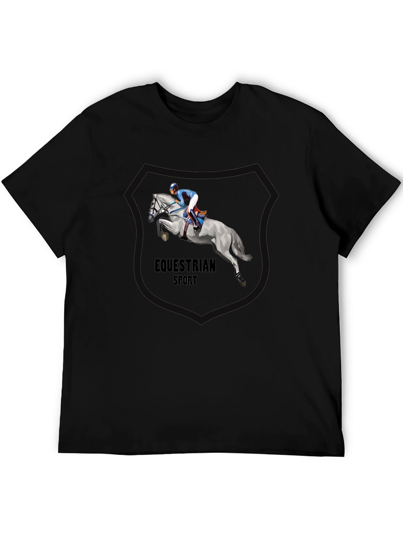 Equestrian Sport T-Shirt - Black Cotton Tee
