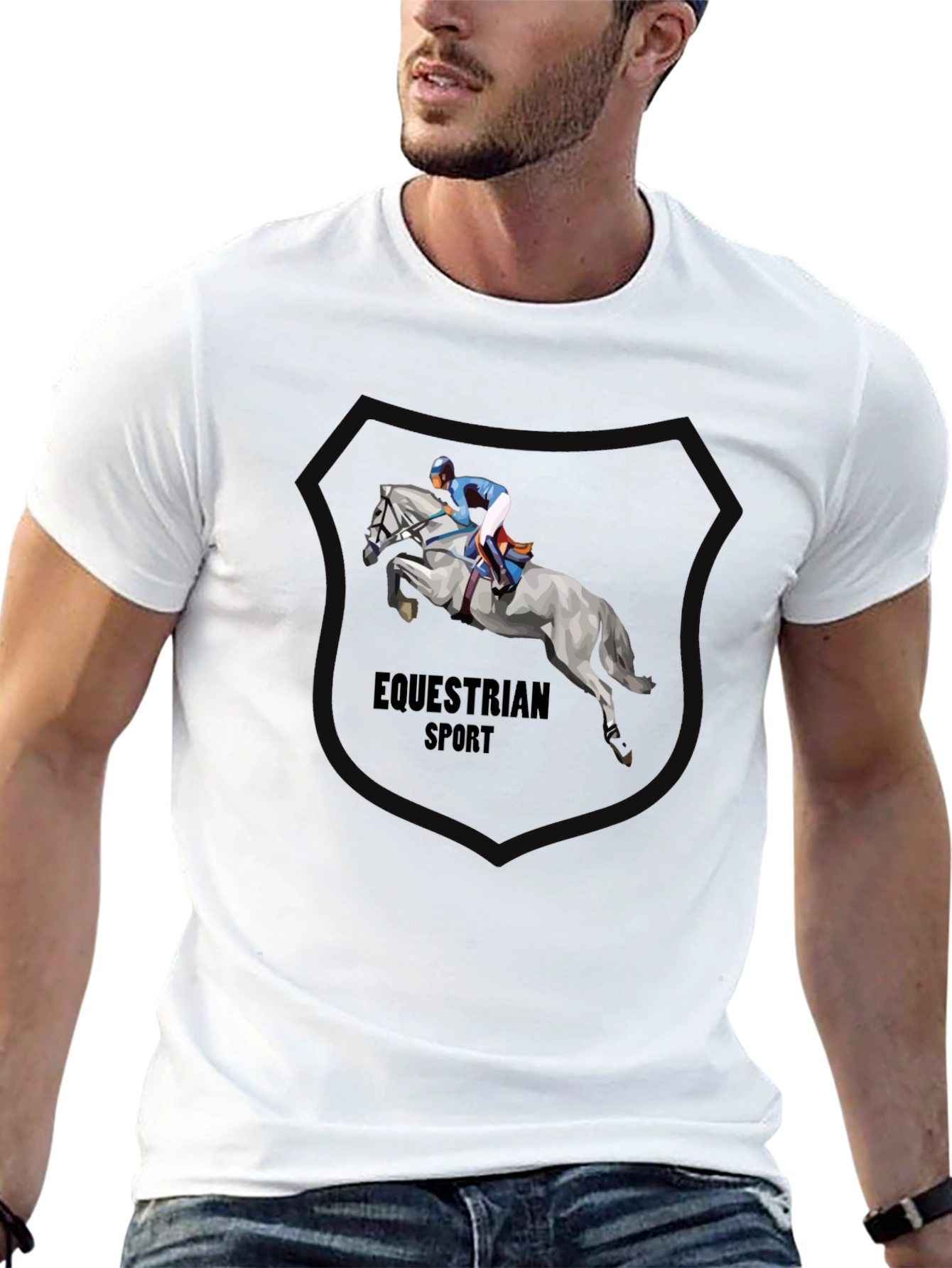 Equestrian Sport T-Shirt - Black Cotton Tee