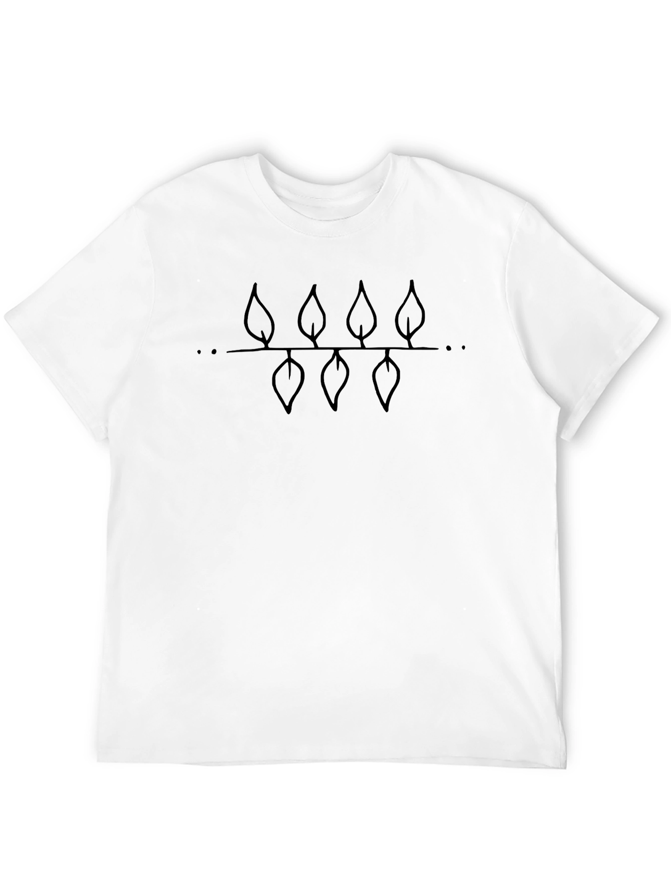 Minimalist Leaf Branch Graphic Tee - Black