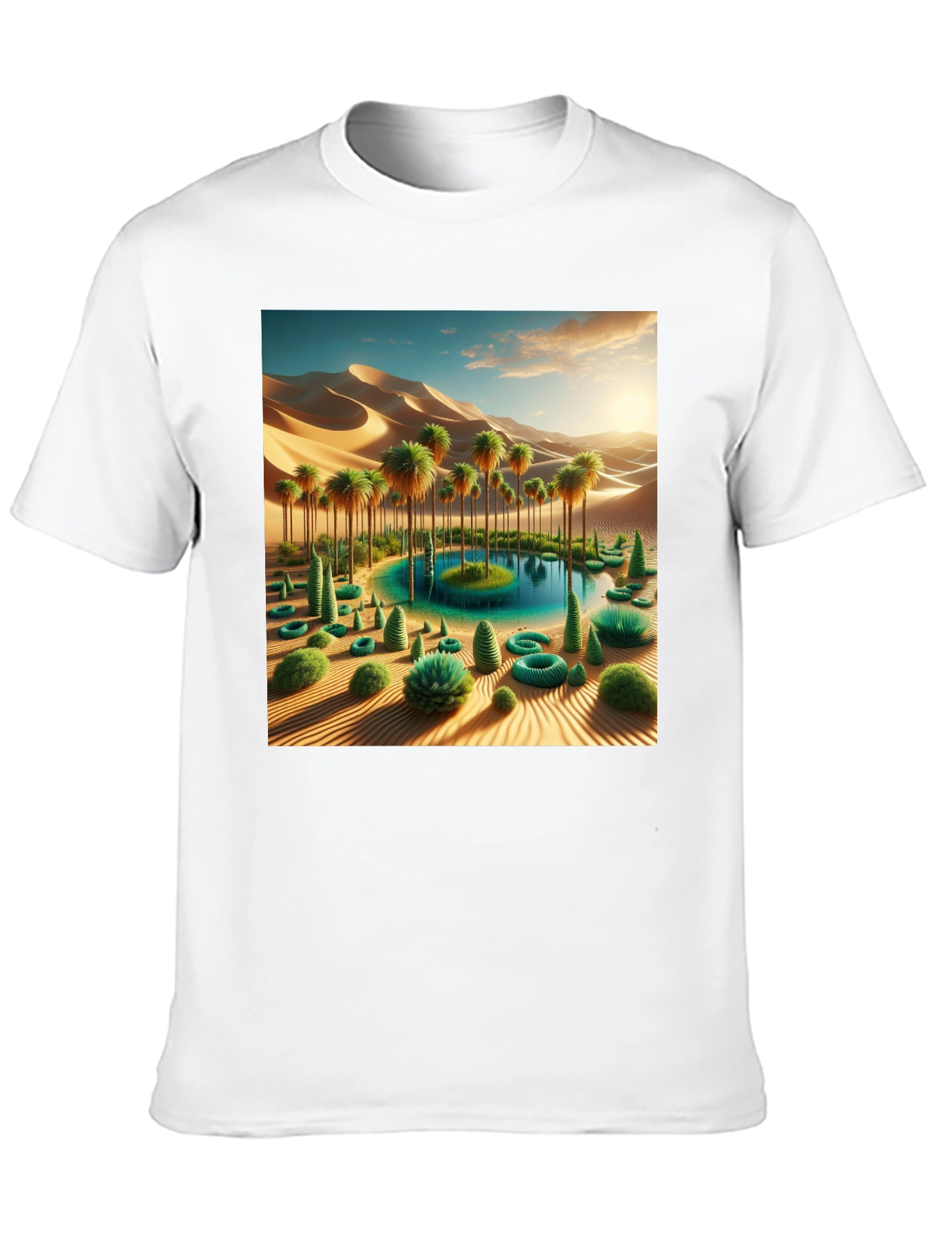 Desert Oasis Graphic Tee - Black Cotton Blend Shirt