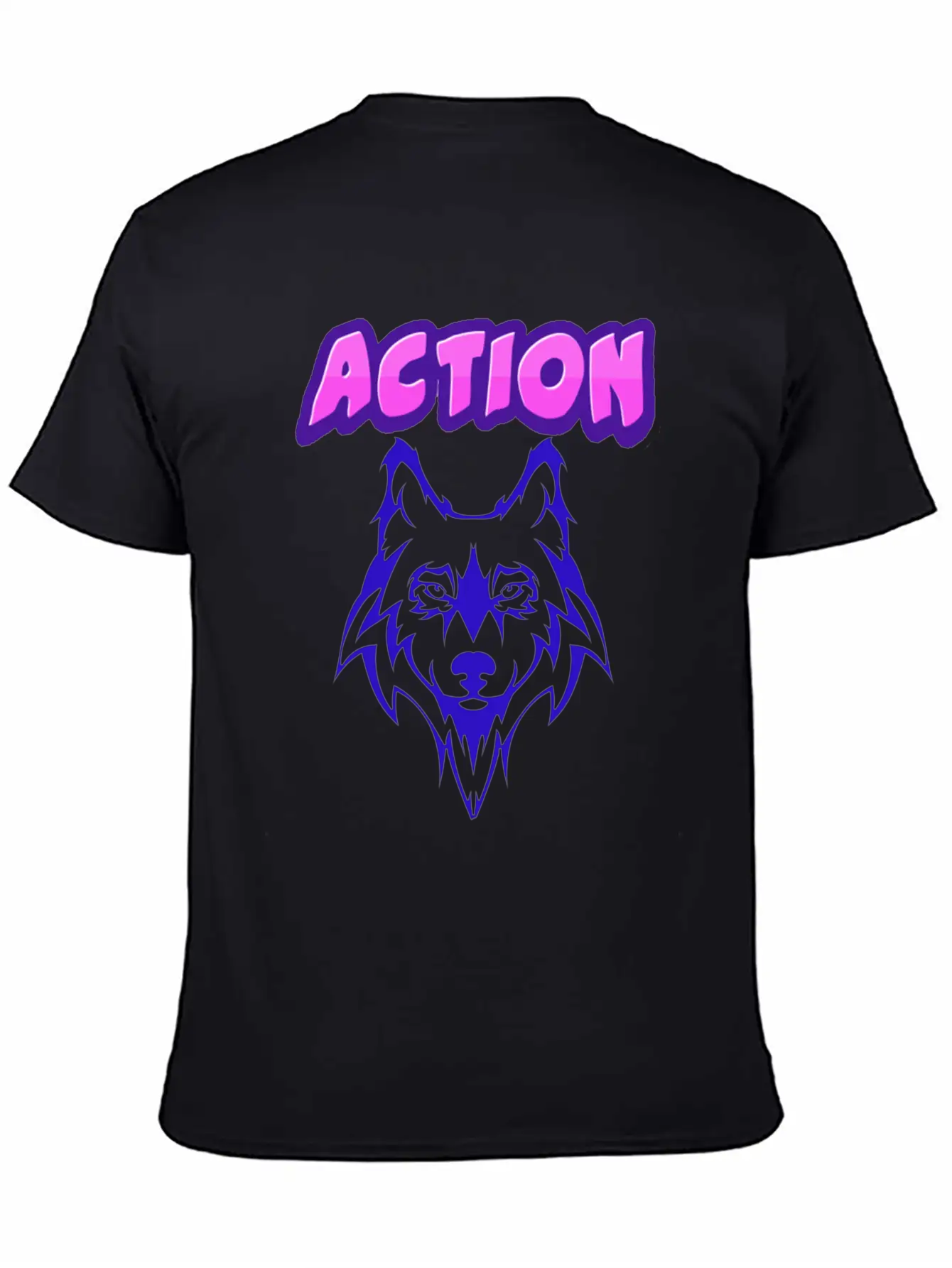 Wolf Action Design Unisex Short Sleeve Soft Cotton T-Shirt – Casual Everyday Wear