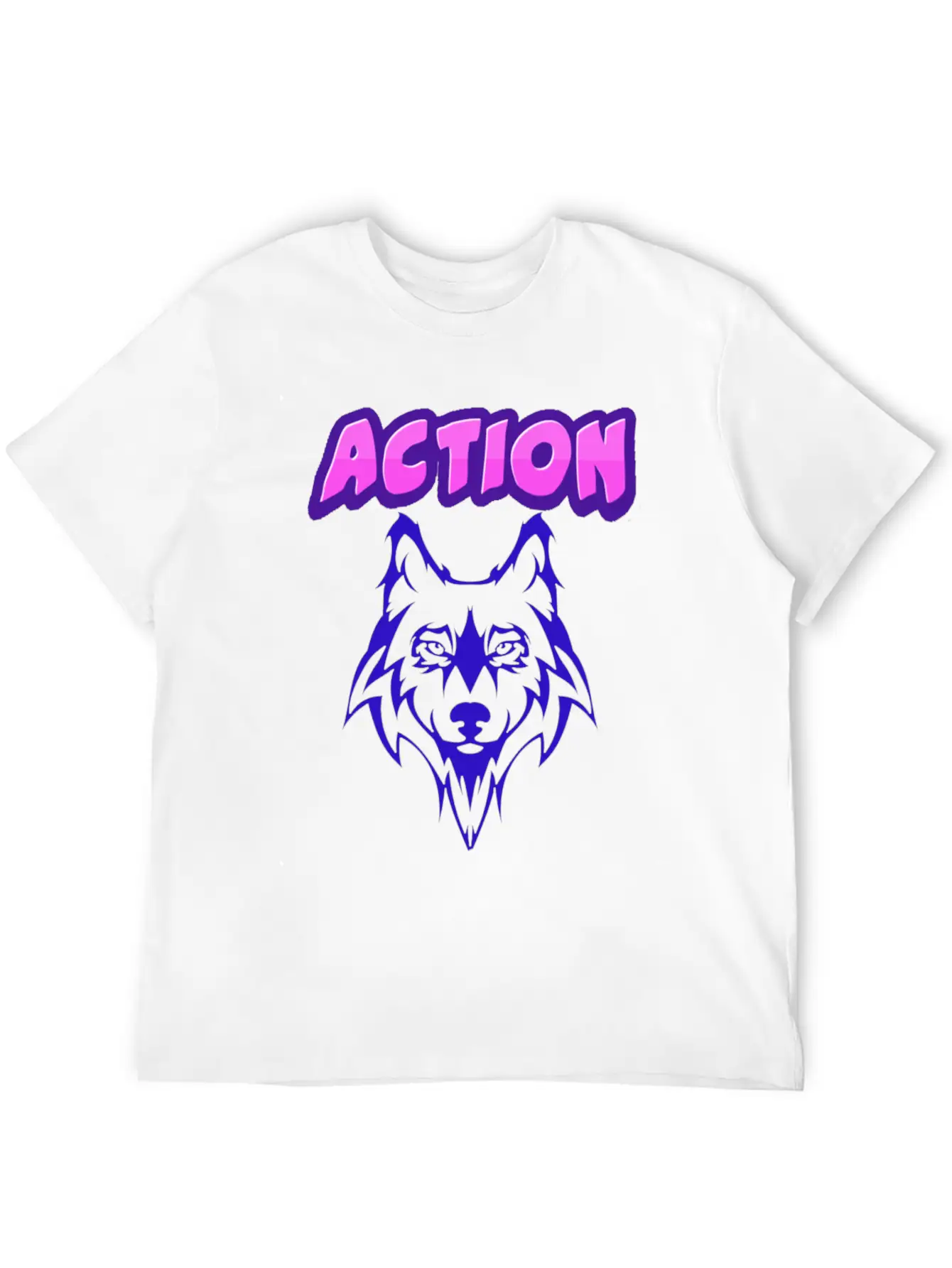 Wolf Action Design Unisex Short Sleeve Soft Cotton T-Shirt – Casual Everyday Wear