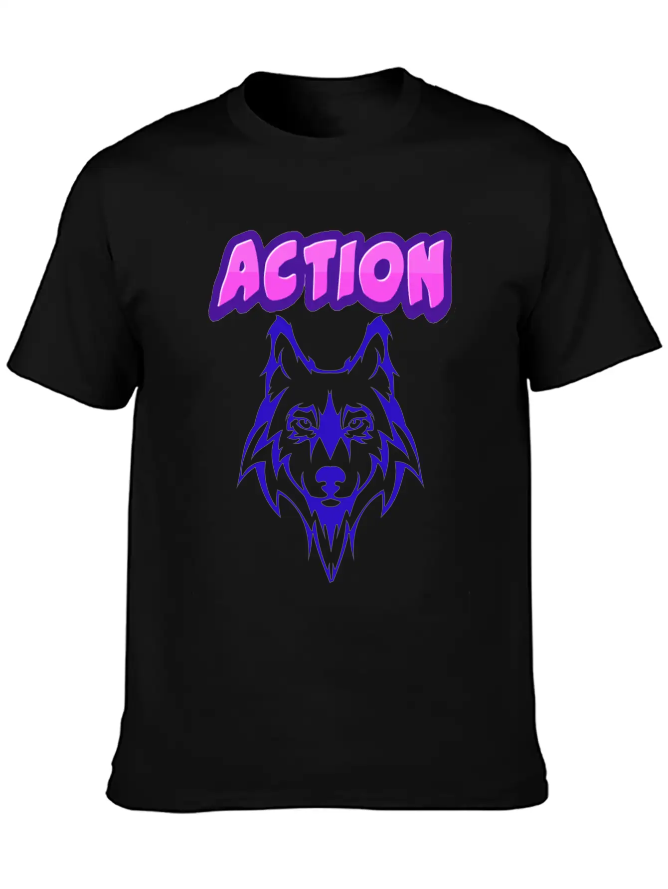 Wolf Action Design Unisex Short Sleeve Soft Cotton T-Shirt – Casual Everyday Wear