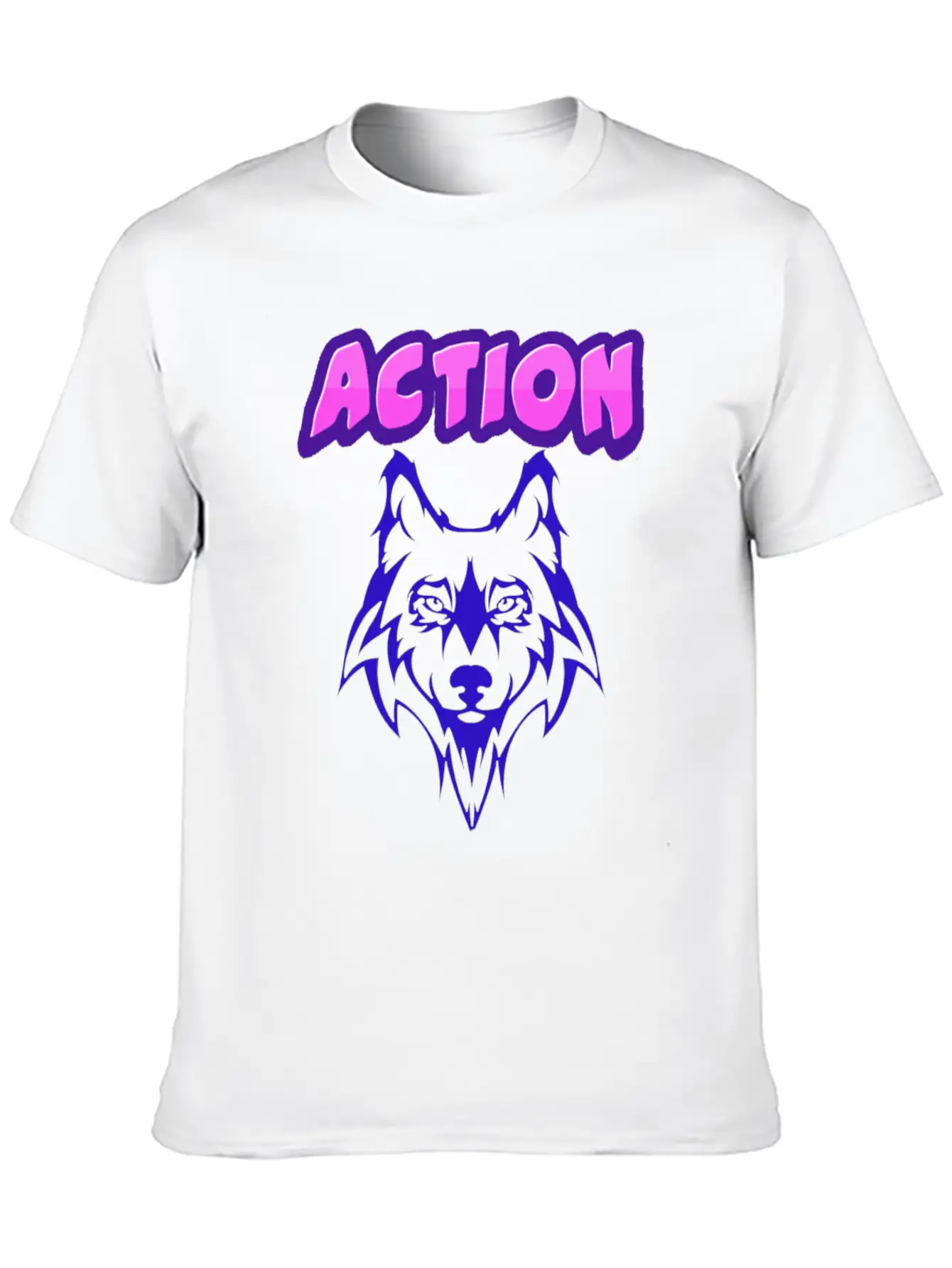 Wolf Action Design Unisex Short Sleeve Soft Cotton T-Shirt – Casual Everyday Wear