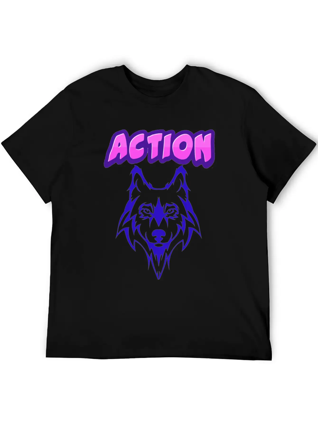 Wolf Action Design Unisex Short Sleeve Soft Cotton T-Shirt – Casual Everyday Wear