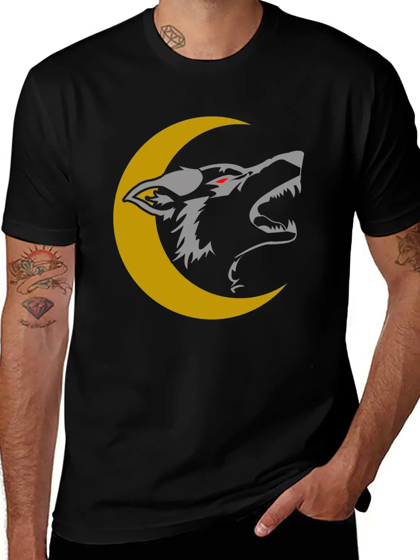 Wolf And Moon Unisex Short Sleeve Soft Cotton T-Shirt – Casual Everyday Wear