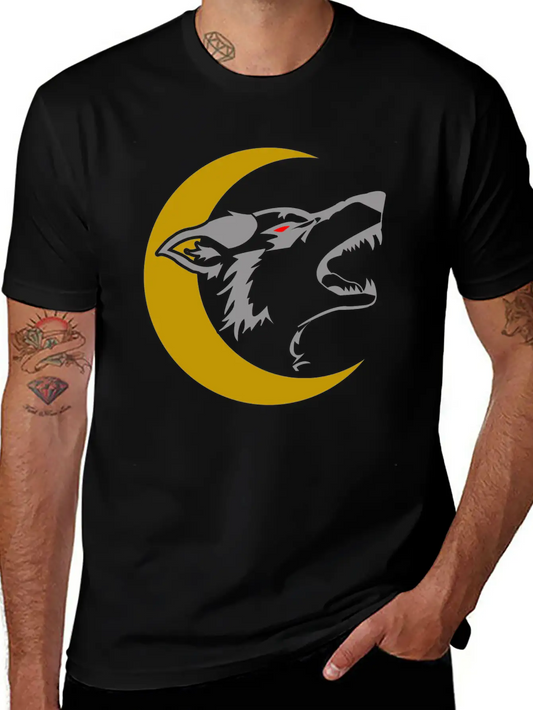 Wolf And Moon Unisex Short Sleeve Soft Cotton T-Shirt – Casual Everyday Wear