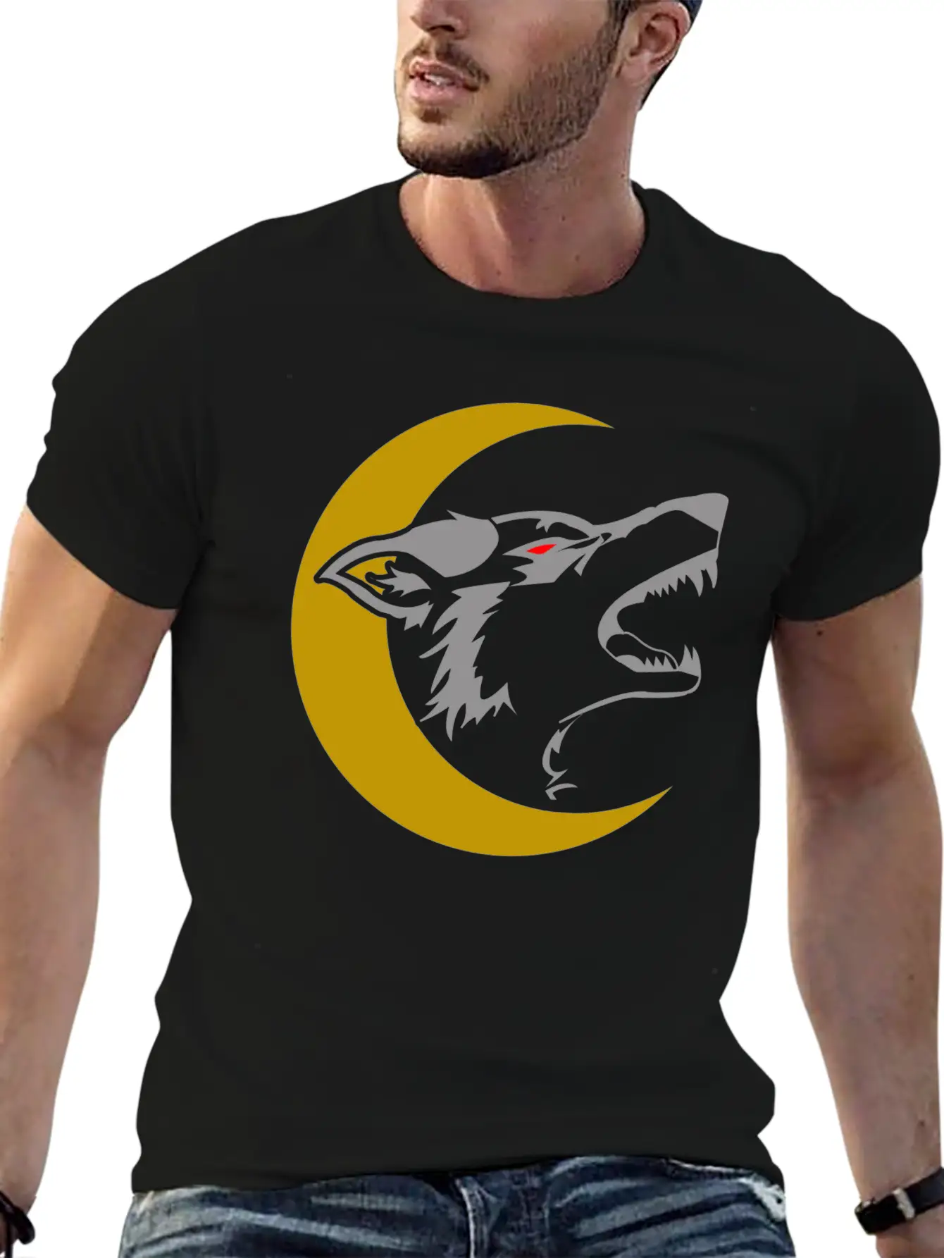 Wolf And Moon Unisex Short Sleeve Soft Cotton T-Shirt – Casual Everyday Wear