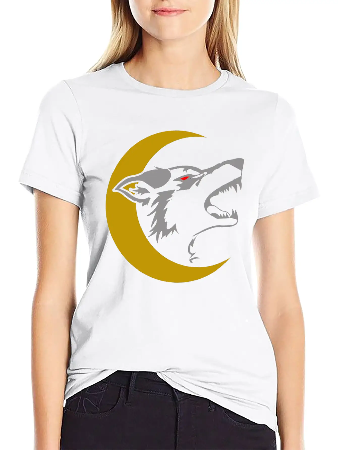 Wolf And Moon Unisex Short Sleeve Soft Cotton T-Shirt – Casual Everyday Wear