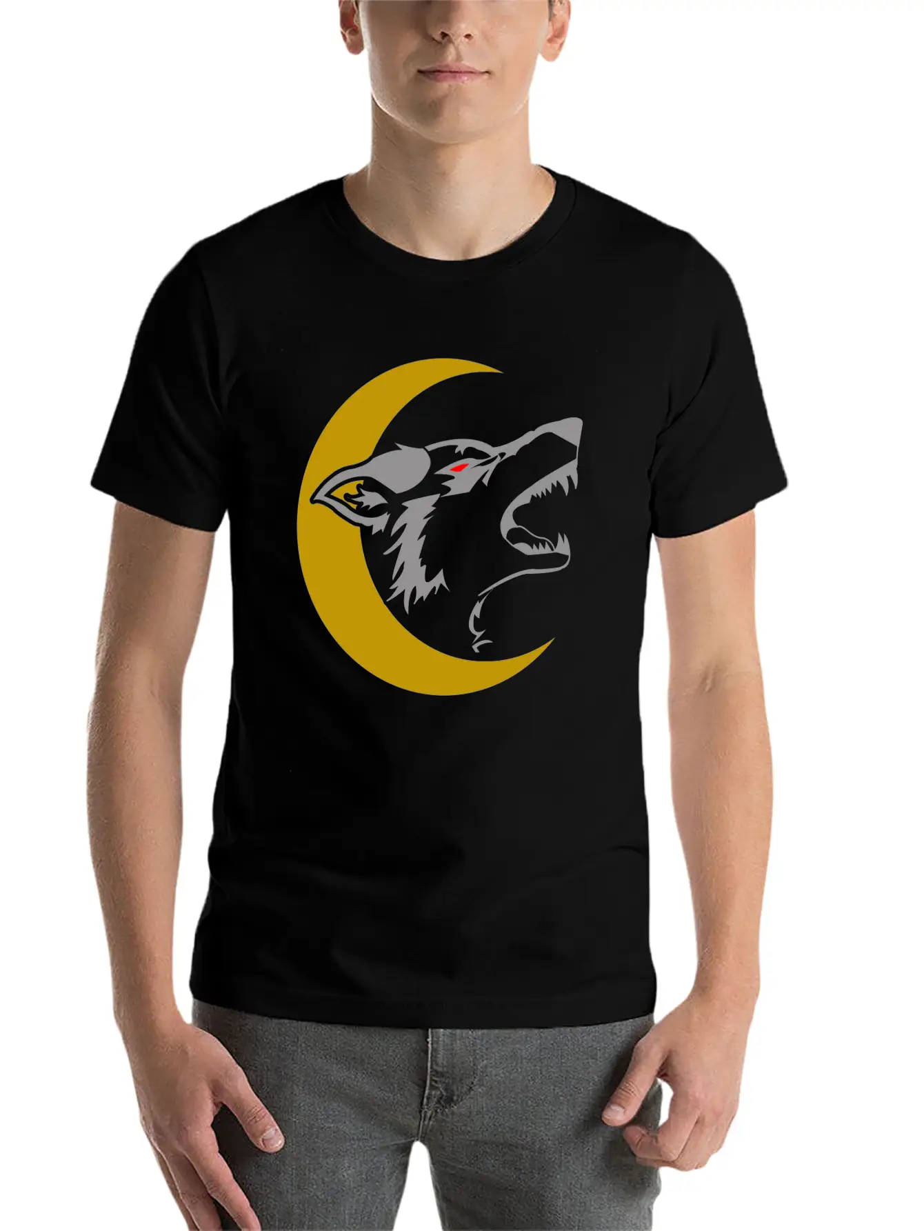 Wolf And Moon Unisex Short Sleeve Soft Cotton T-Shirt – Casual Everyday Wear