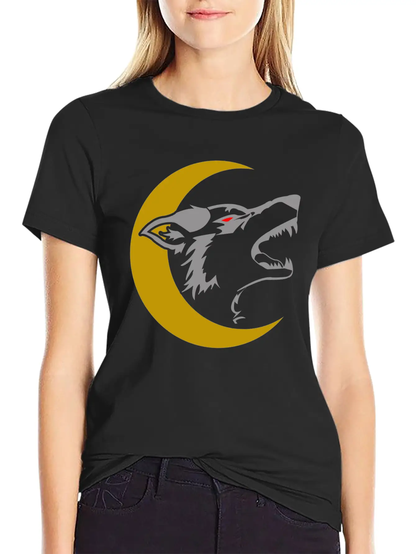 Wolf And Moon Unisex Short Sleeve Soft Cotton T-Shirt – Casual Everyday Wear