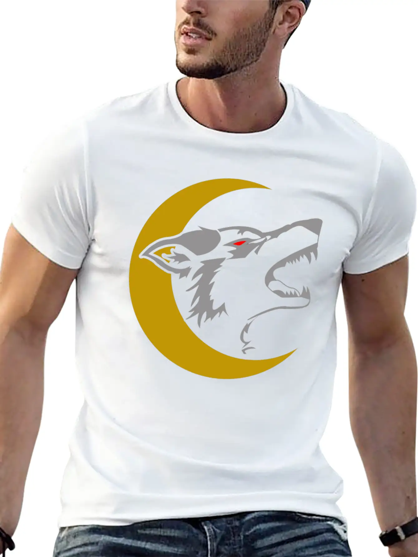 Wolf And Moon Unisex Short Sleeve Soft Cotton T-Shirt – Casual Everyday Wear