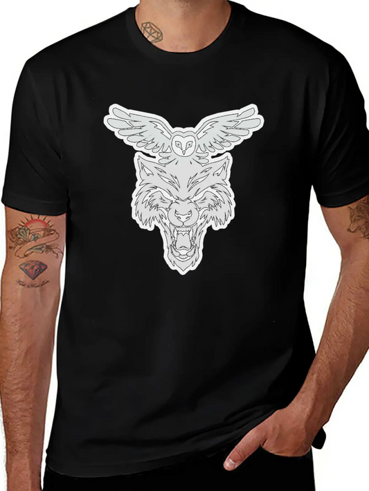 Wolf And Owl Night Lovers Unisex Short Sleeve Soft Cotton T-Shirt – Casual Everyday Wear