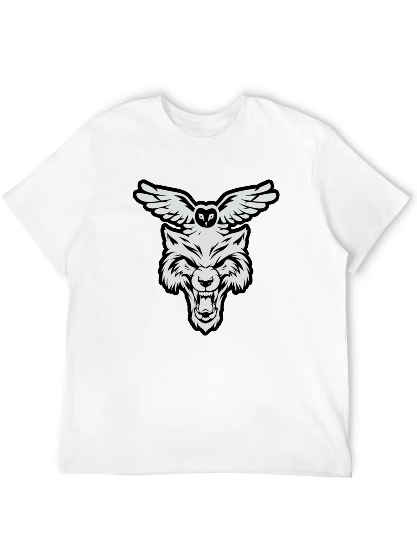 Wolf And Owl Night Lovers Unisex Short Sleeve Soft Cotton T-Shirt – Casual Everyday Wear