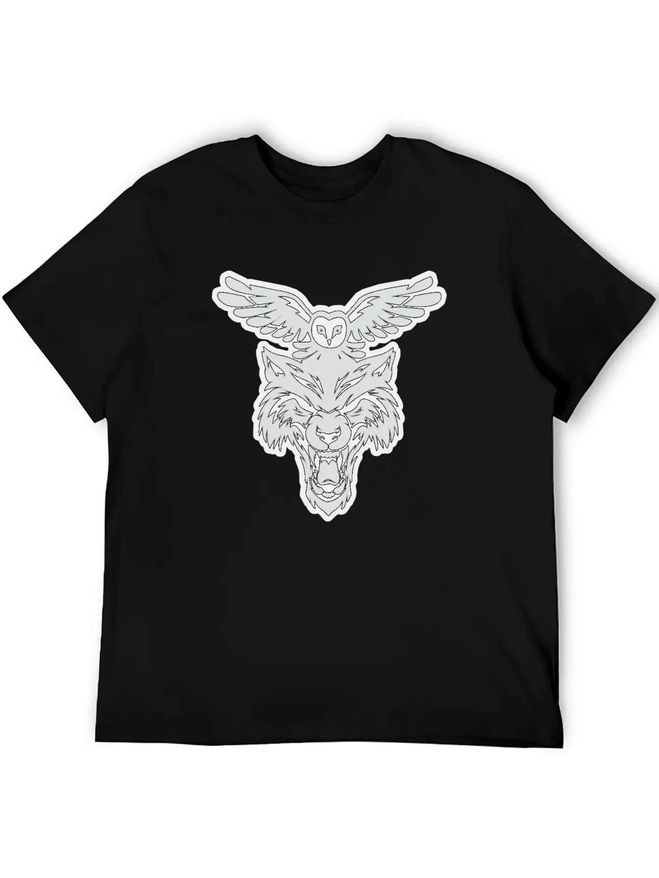 Wolf And Owl Night Lovers Unisex Short Sleeve Soft Cotton T-Shirt – Casual Everyday Wear