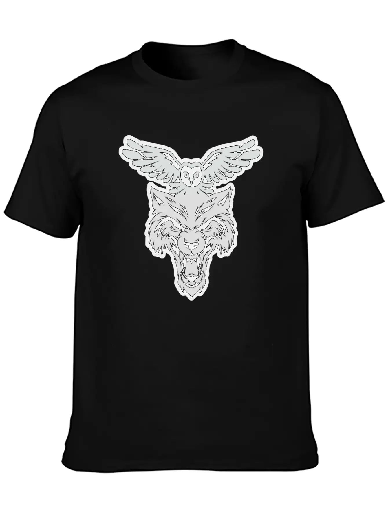 Wolf And Owl Night Lovers Unisex Short Sleeve Soft Cotton T-Shirt – Casual Everyday Wear