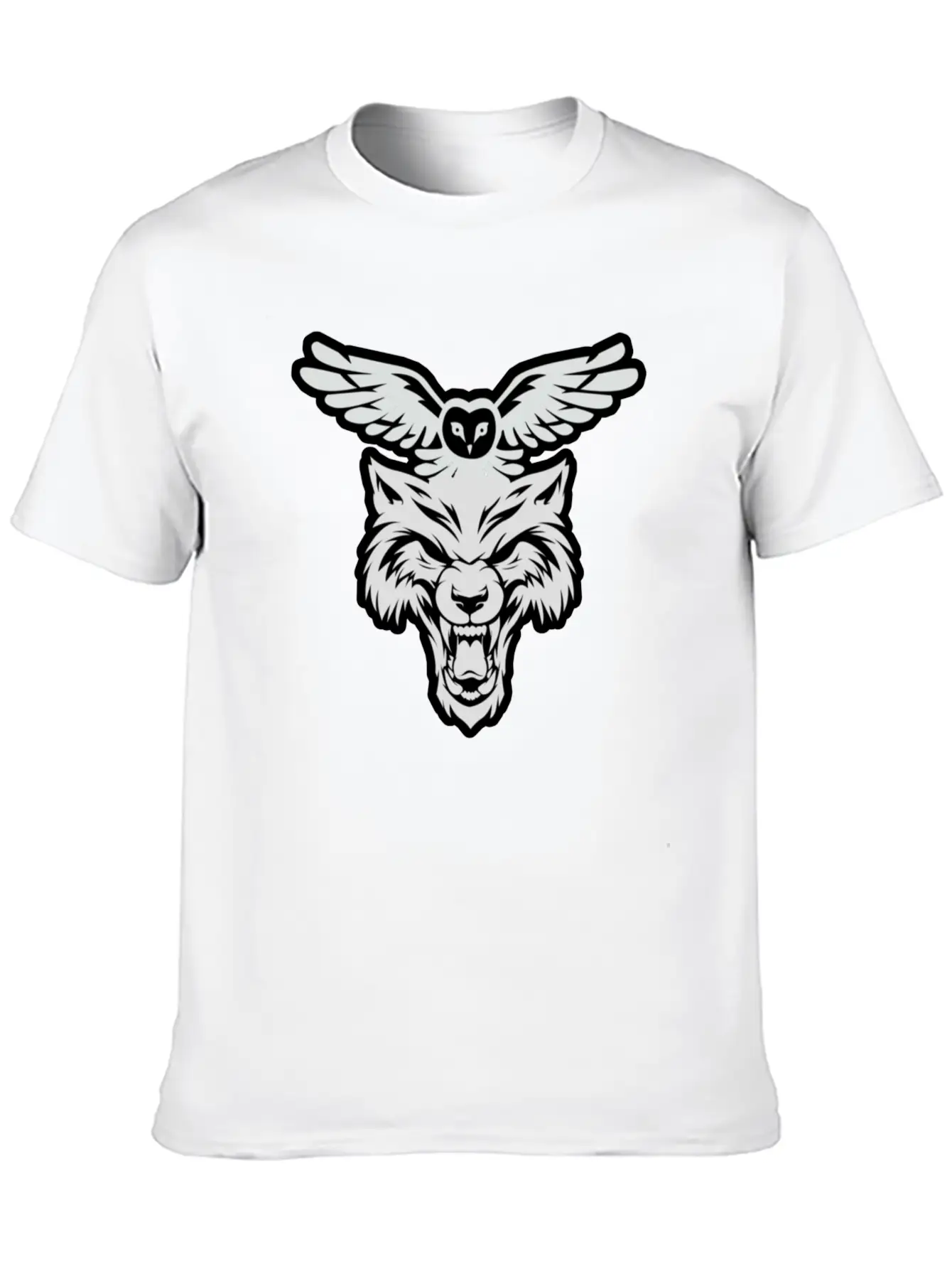 Wolf And Owl Night Lovers Unisex Short Sleeve Soft Cotton T-Shirt – Casual Everyday Wear