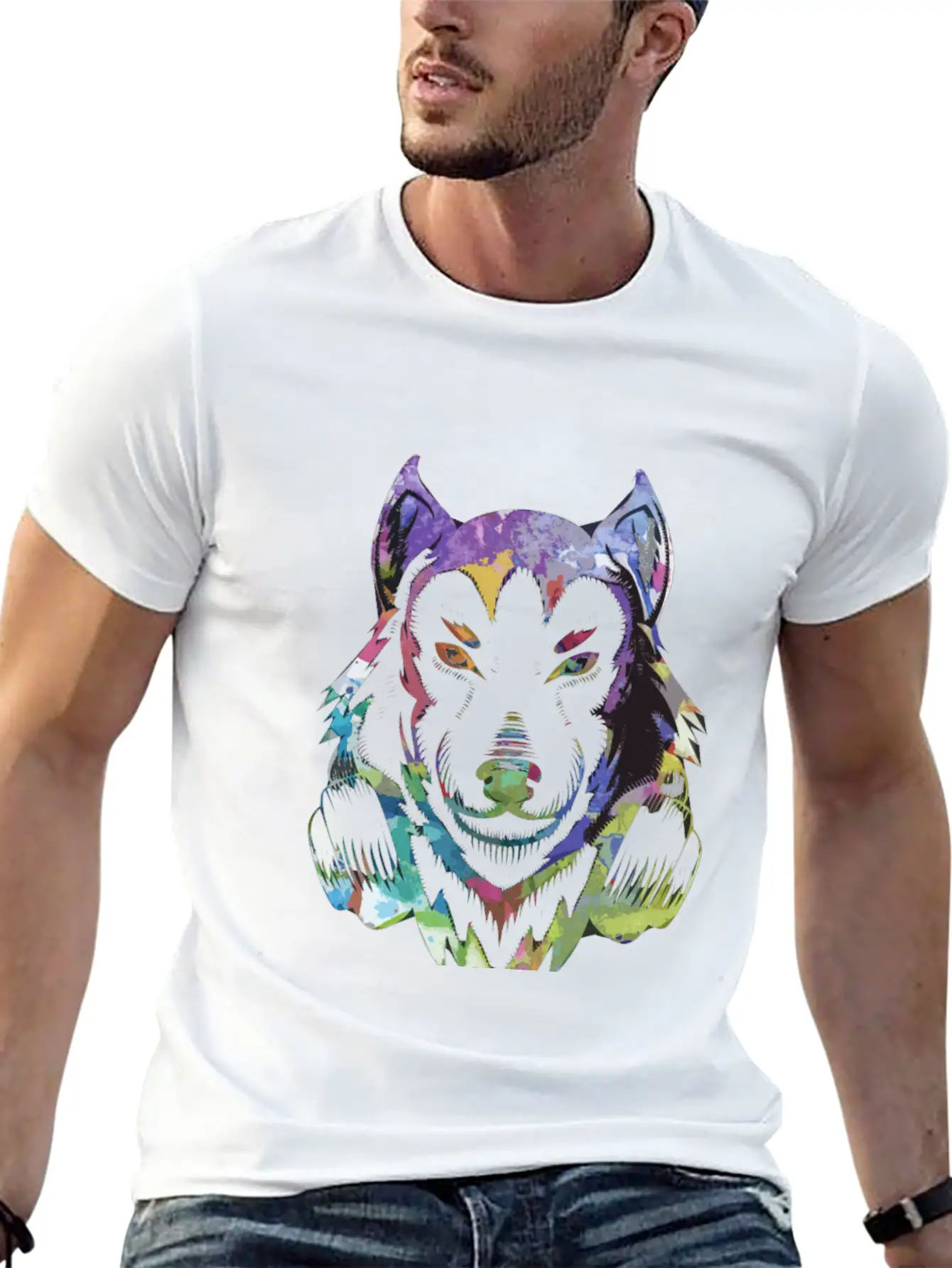 Wolf DJ Animal Stylish Everyday T-Shirt – Unisex Basic Cotton Tee