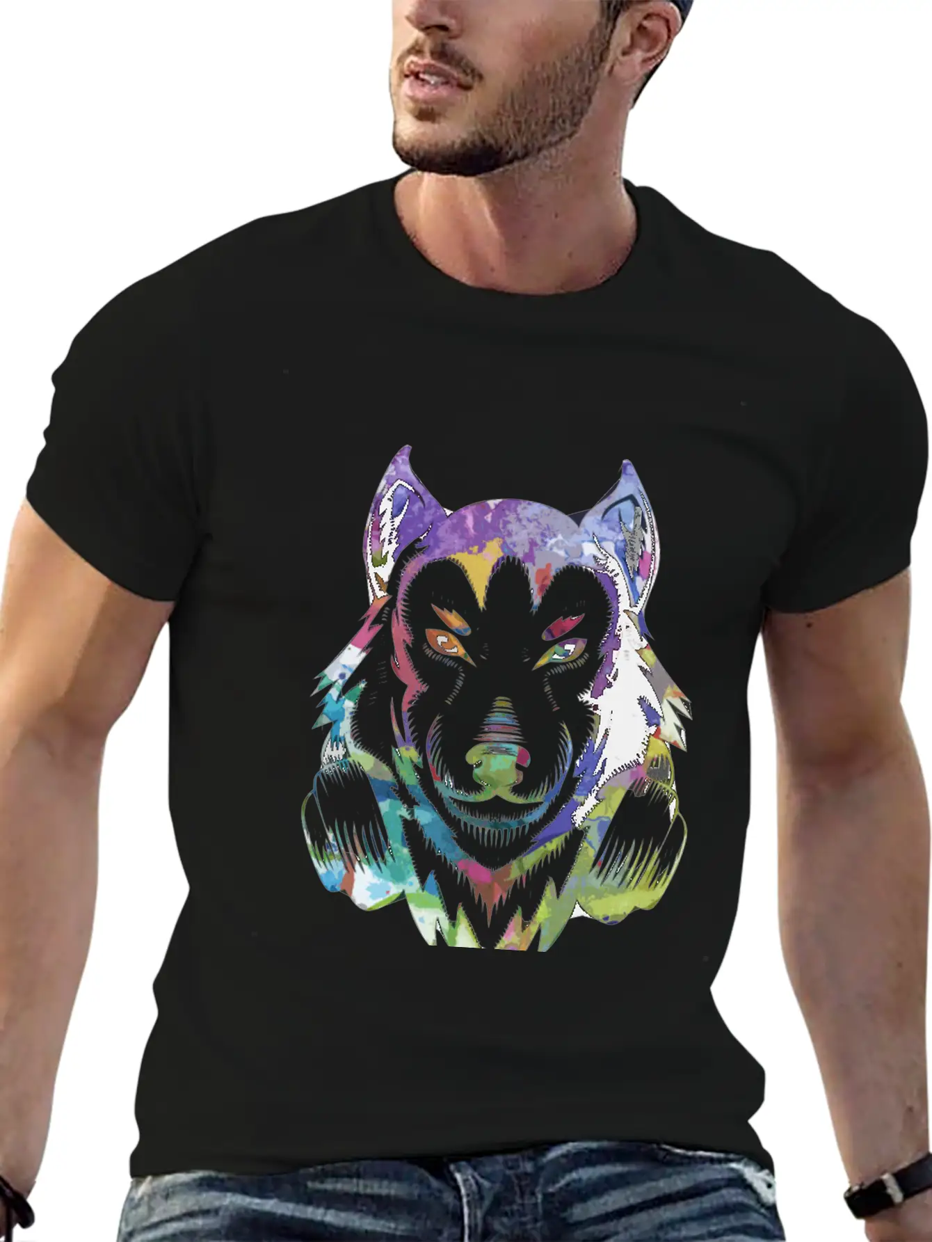 Wolf DJ Animal Stylish Everyday T-Shirt – Unisex Basic Cotton Tee