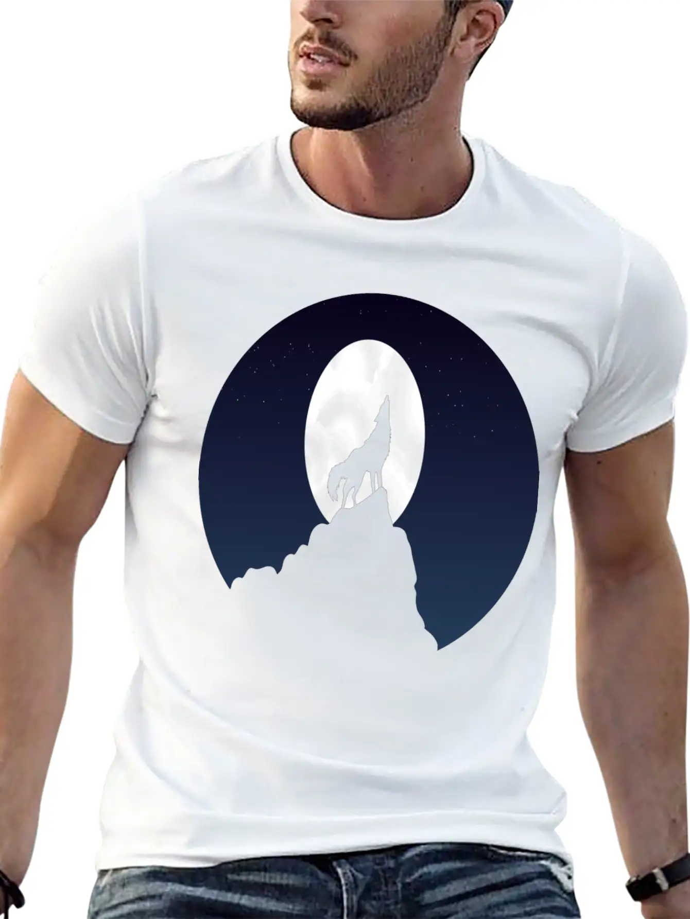 Wolf Fullmoon Tee Stylish Everyday T-Shirt – Unisex Basic Cotton Tee