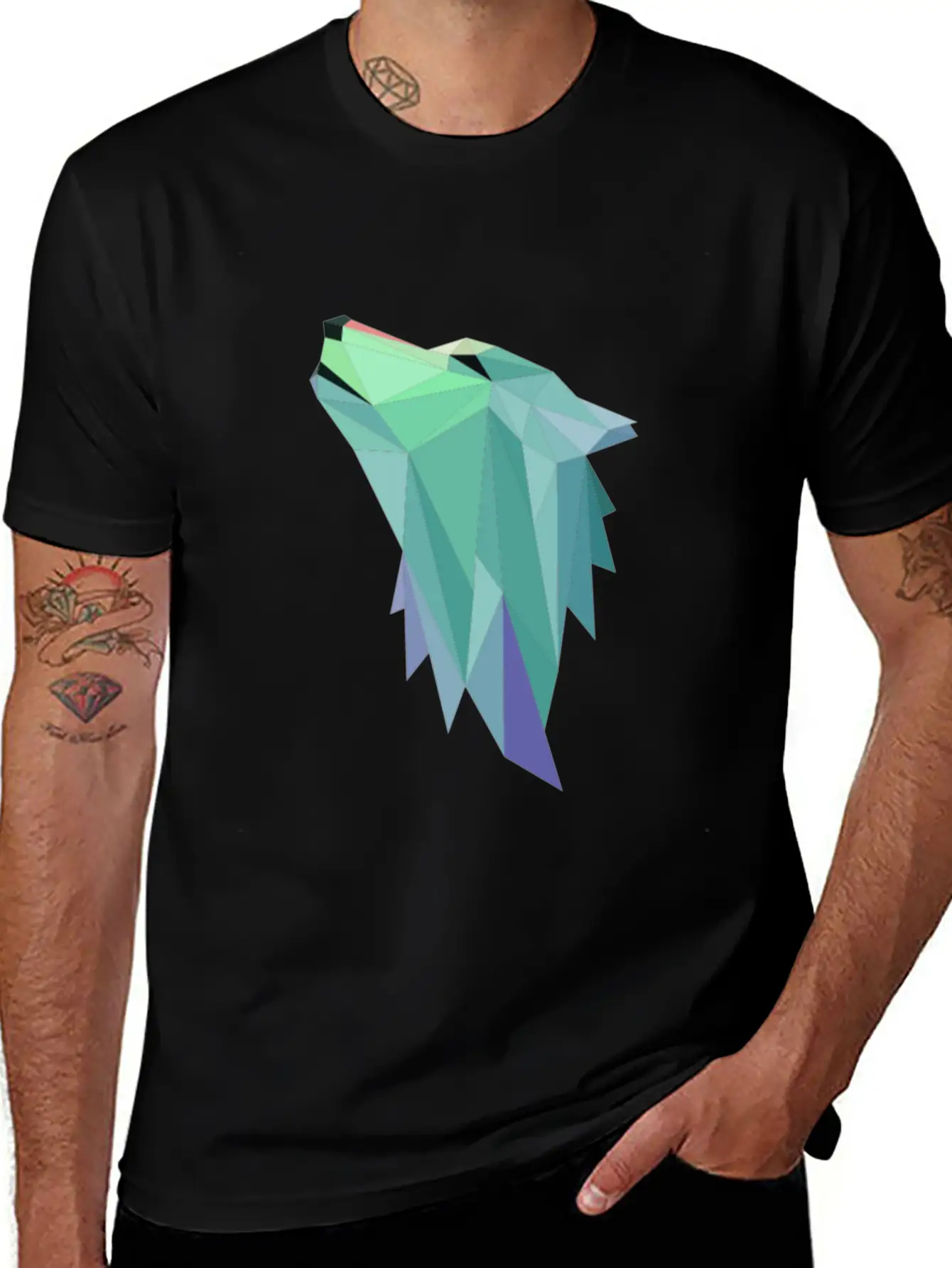 Wolf Geometric Blue Stylish Everyday T-Shirt – Unisex Basic Cotton Tee