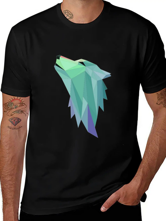 Wolf Geometric Blue Stylish Everyday T-Shirt – Unisex Basic Cotton Tee