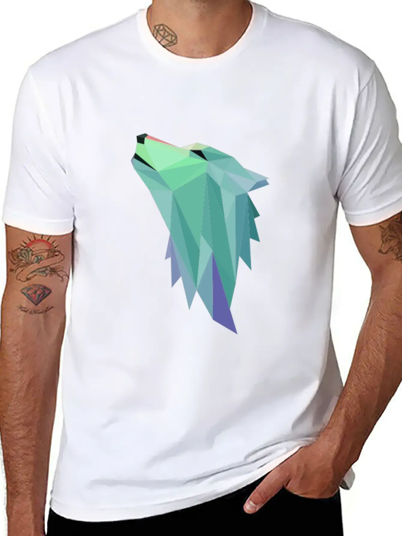 Wolf Geometric Blue Stylish Everyday T-Shirt – Unisex Basic Cotton Tee
