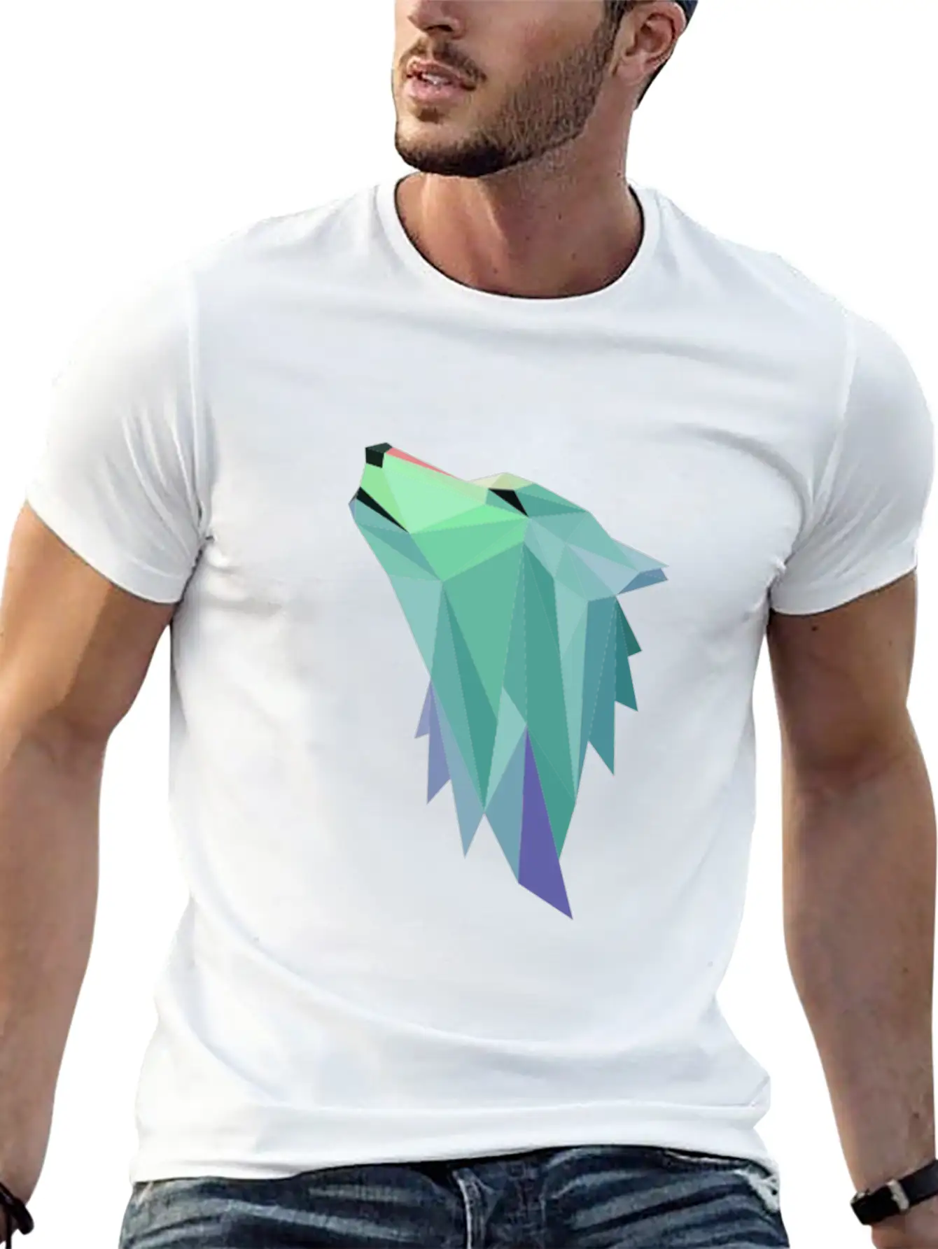 Wolf Geometric Blue Stylish Everyday T-Shirt – Unisex Basic Cotton Tee